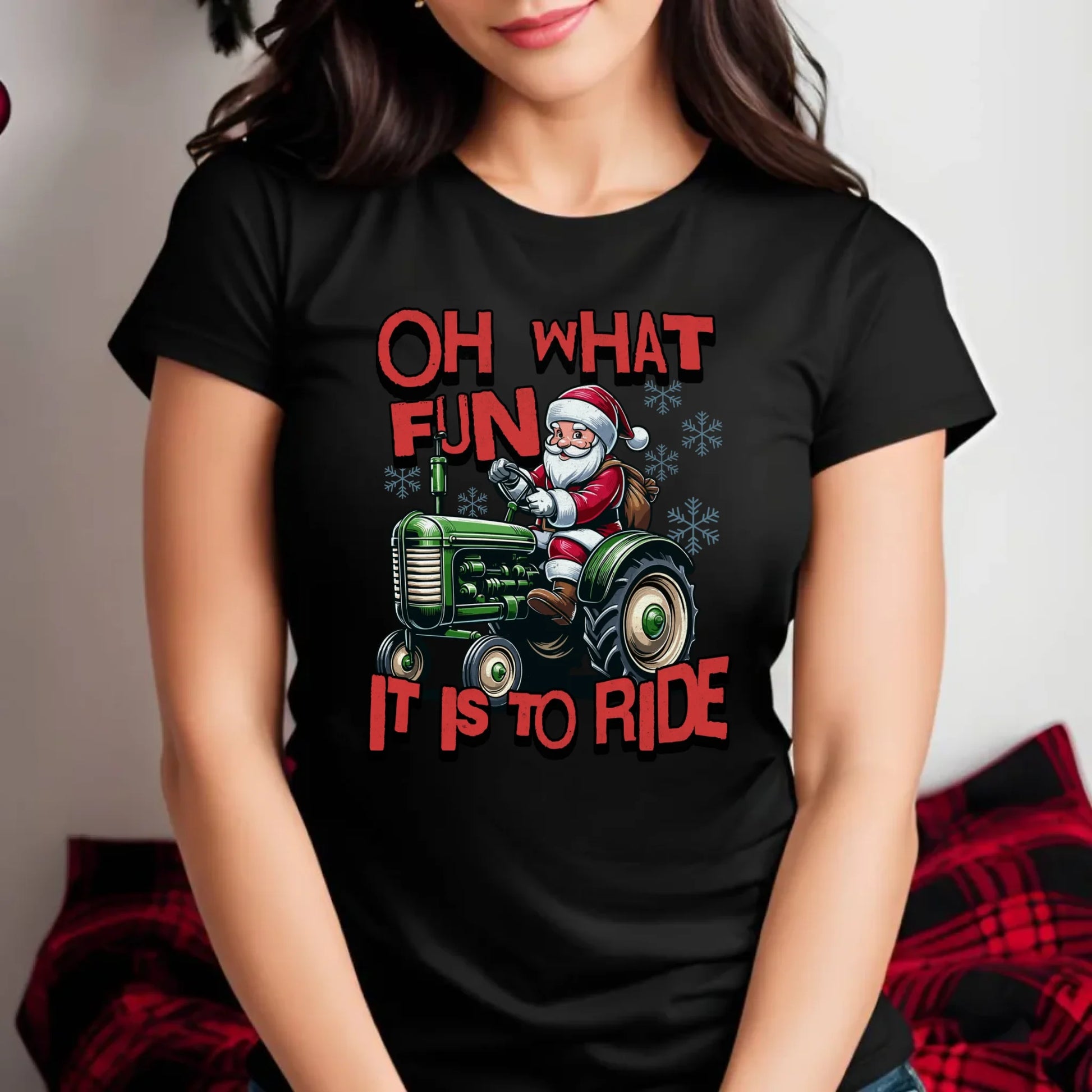 Koszulka damska świąteczna - Mikołaj na traktorze - Oh what fun BN48 - StoryCups.pl