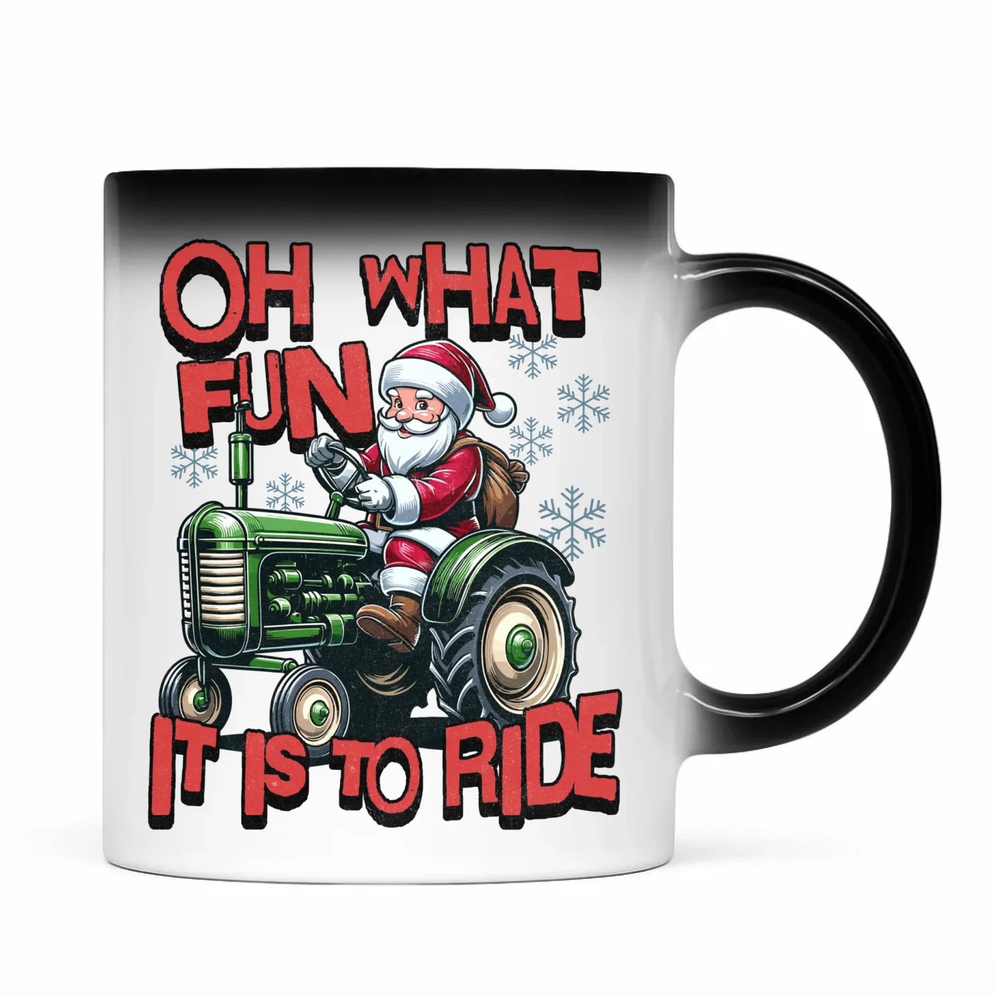 Kubek magiczny świąteczny - Mikołaj na traktorze - Oh what fun BN48 - StoryCups.pl