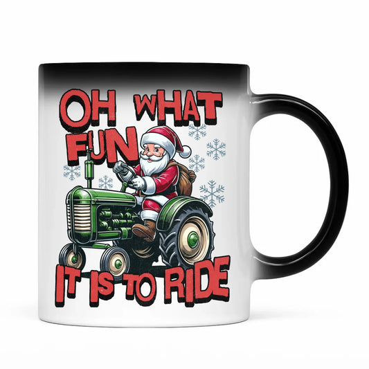 Kubek magiczny świąteczny - Mikołaj na traktorze - Oh what fun BN48 - StoryCups.pl