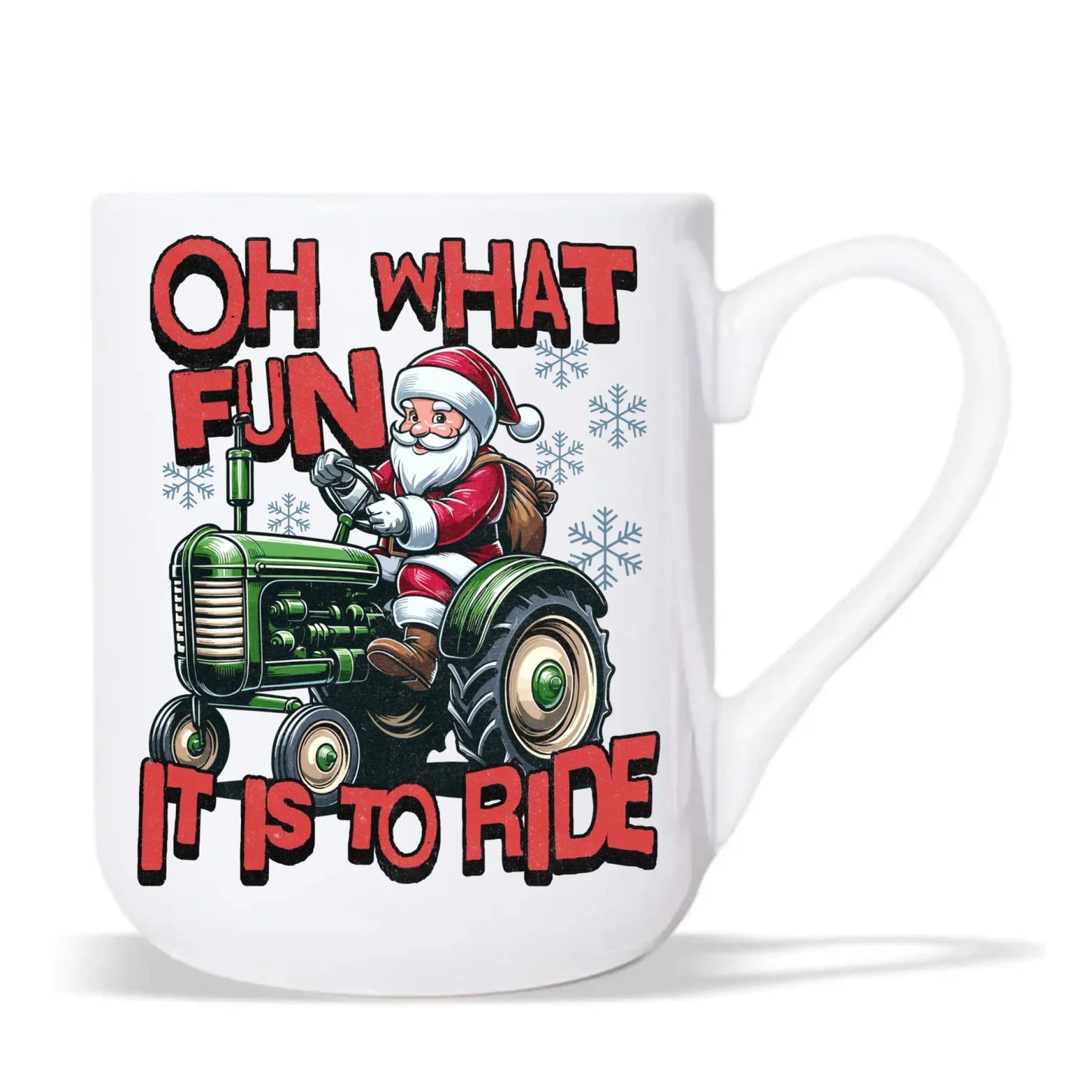 Kubek elegant świąteczny - Mikołaj na traktorze - Oh what fun BN48 - StoryCups.pl