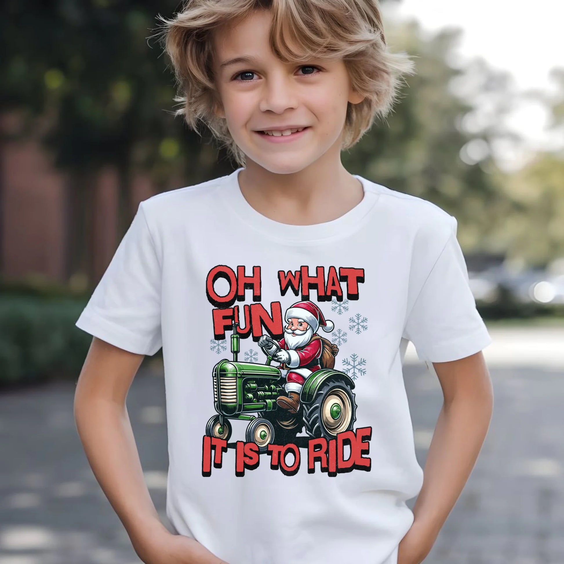 Koszulka dziecięca świąteczna - Mikołaj na traktorze - Oh what fun BN48 - StoryCups.pl