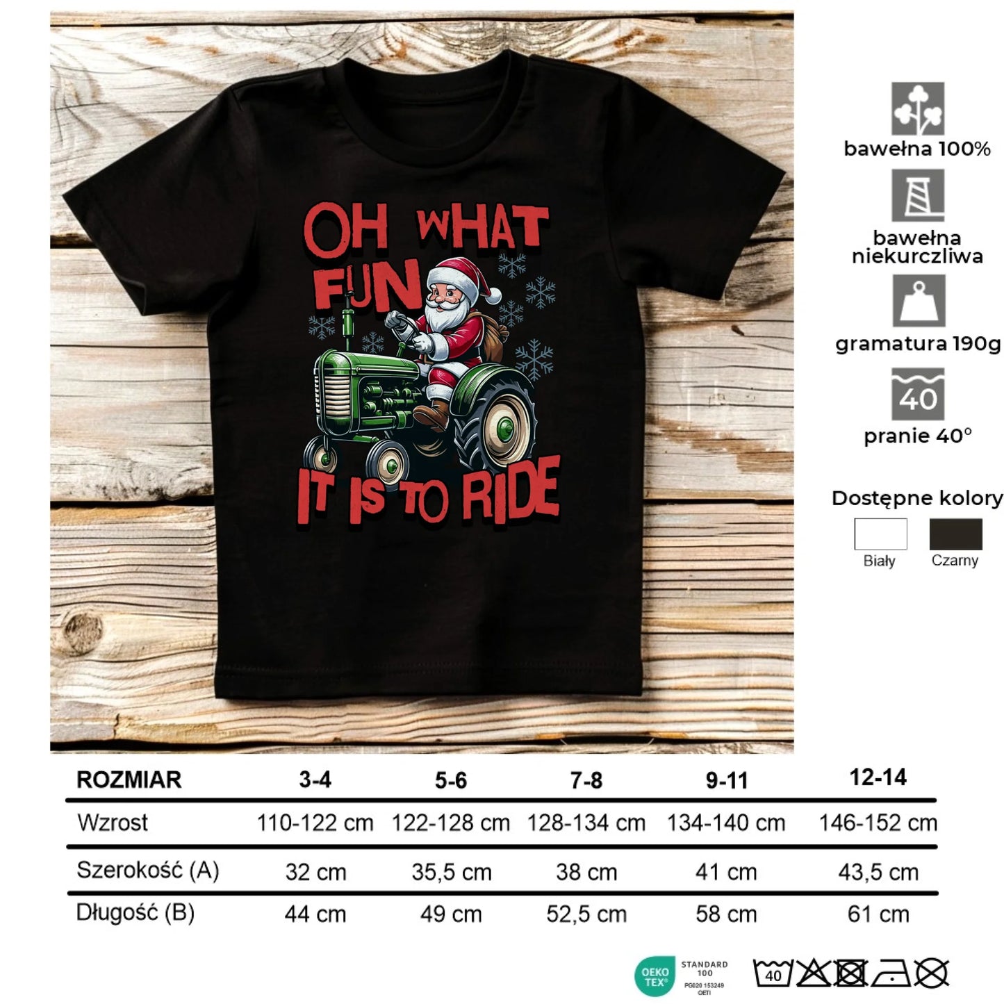 Koszulka dziecięca świąteczna - Mikołaj na traktorze - Oh what fun BN48 - StoryCups.pl