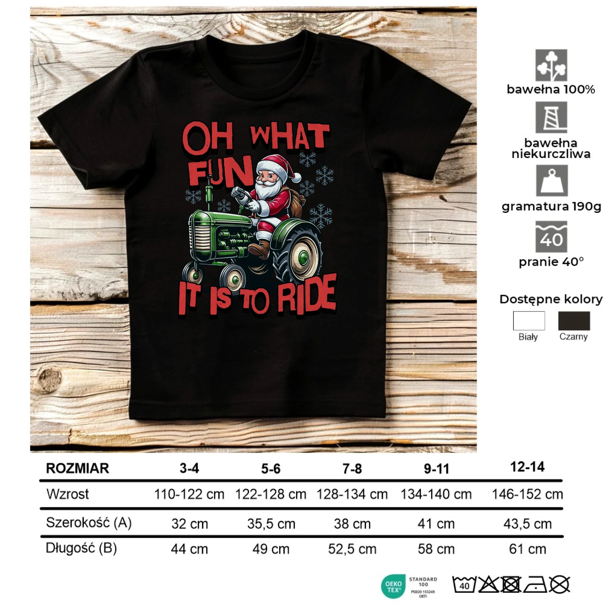 Koszulka dziecięca świąteczna - Mikołaj na traktorze - Oh what fun BN48 - StoryCups.pl