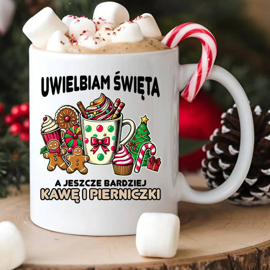 Kubek świąteczny - Uwielbiam święta kawę i pierniczki BN47 - StoryCups.pl