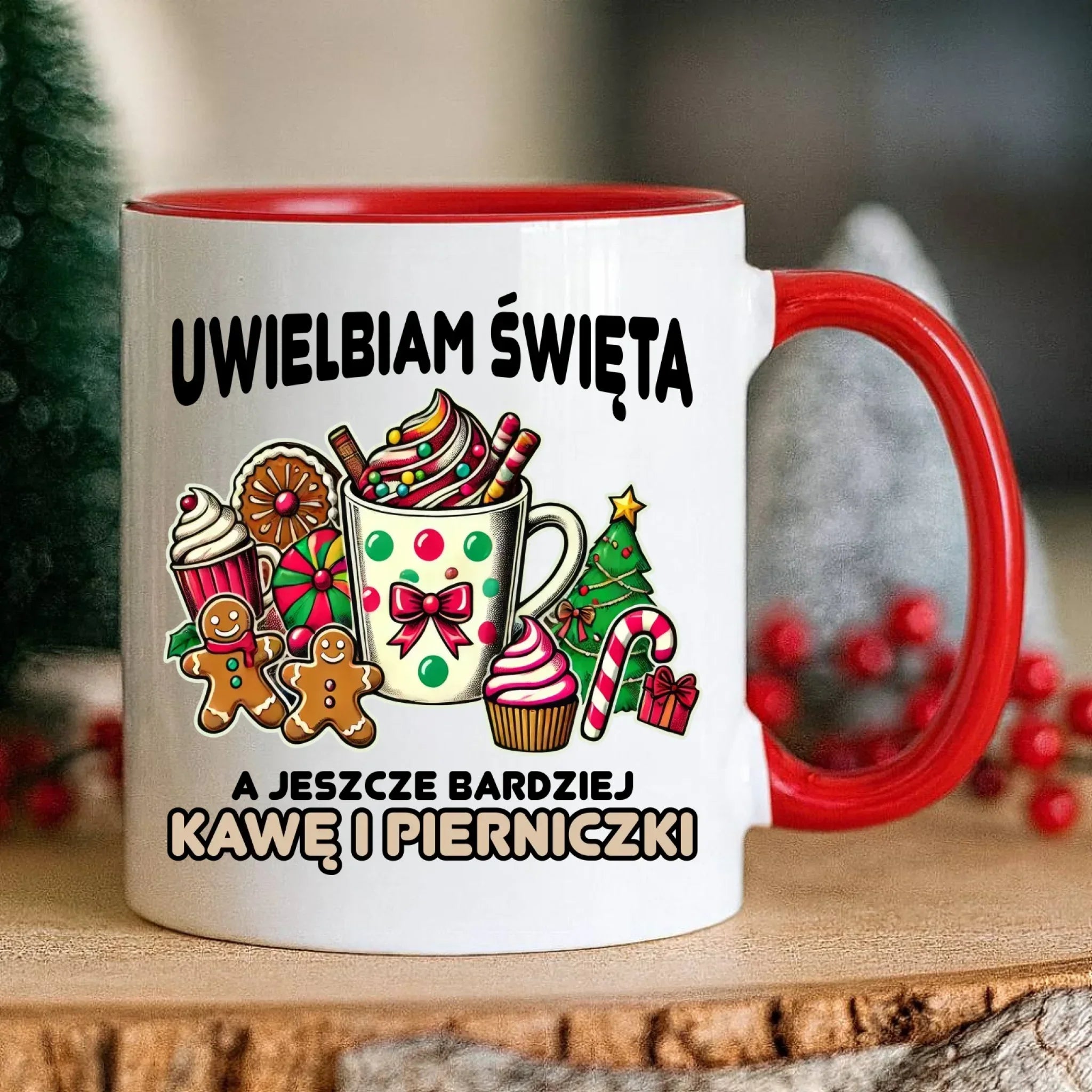 Kubek świąteczny - Uwielbiam święta kawę i pierniczki BN47 - StoryCups.pl
