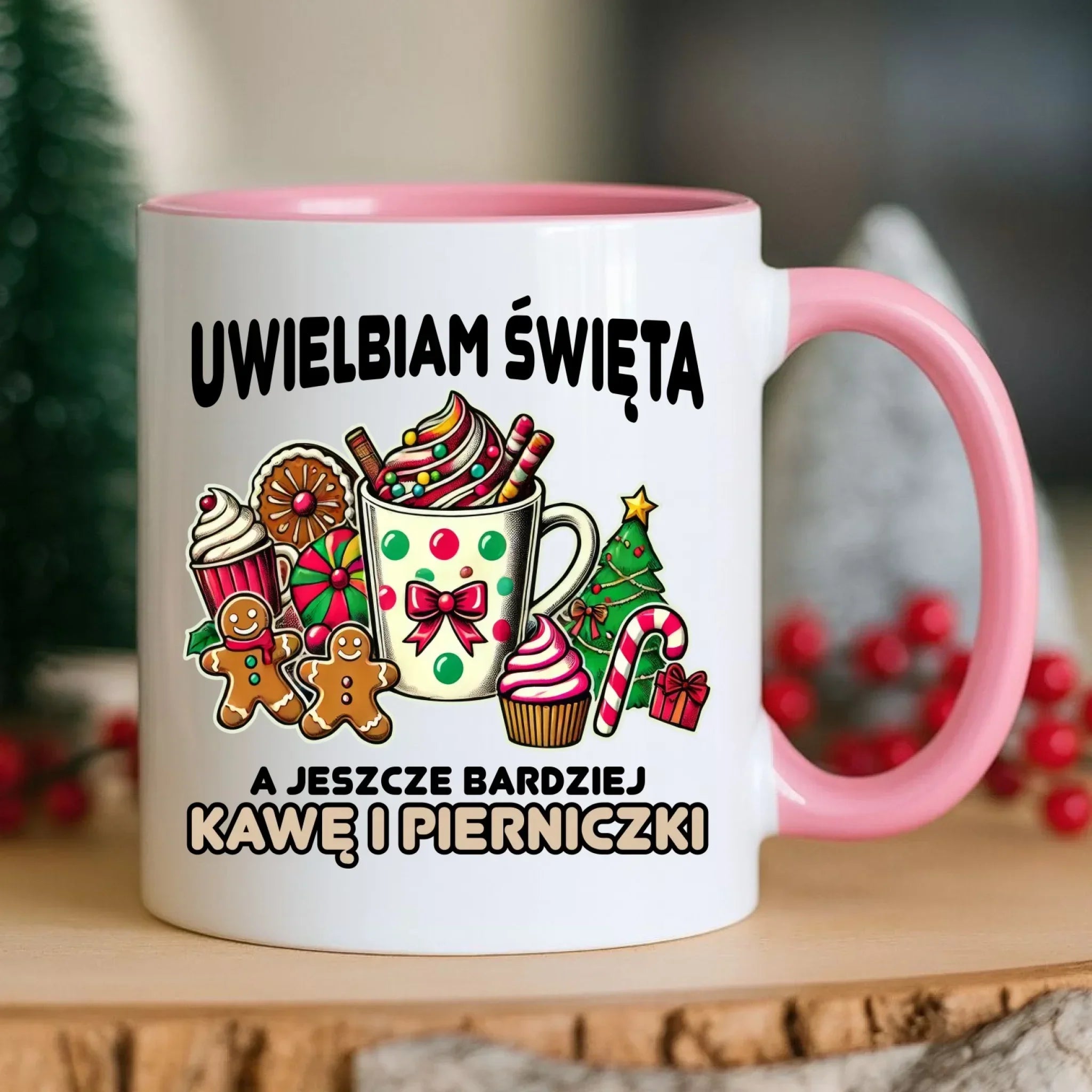 Kubek świąteczny - Uwielbiam święta kawę i pierniczki BN47 - StoryCups.pl