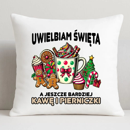 Poduszka świąteczna - Uwielbiam święta kawę i pierniczki BN47 - StoryCups.pl