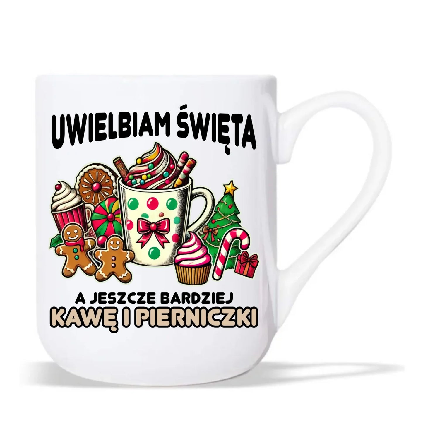 Kubek elegant świąteczny - Uwielbiam święta kawę i pierniczki BN47 - StoryCups.pl