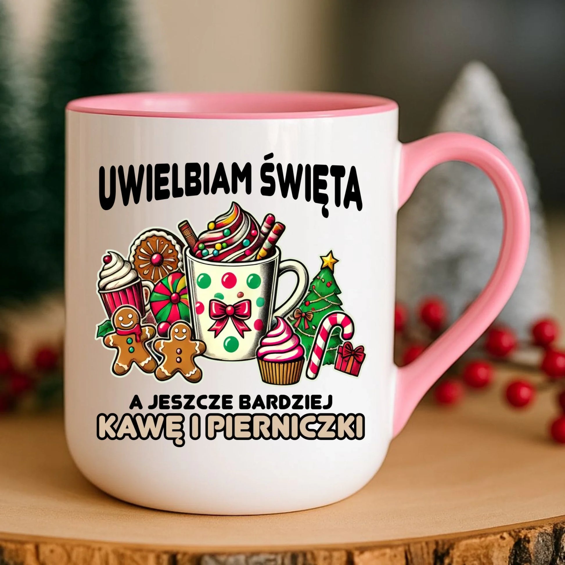 Kubek elegant świąteczny - Uwielbiam święta kawę i pierniczki BN47 - StoryCups.pl