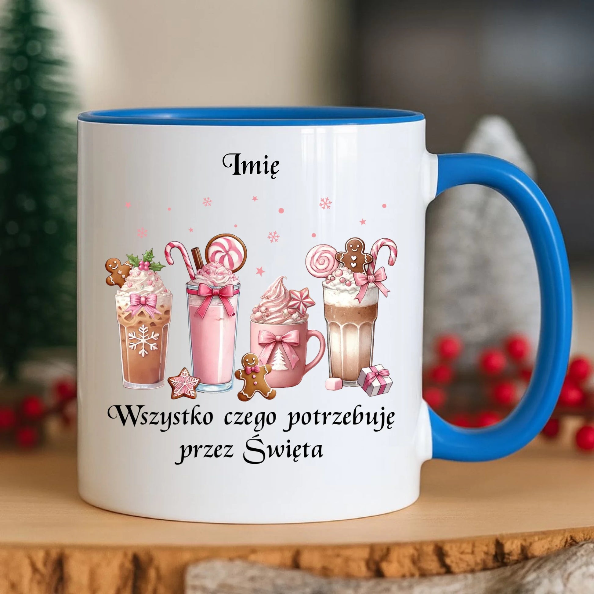 Kubek świąteczny - Zimowa kawa Wszystko czego potrzebuję przez Święta - personalizowany BN46 - StoryCups.pl