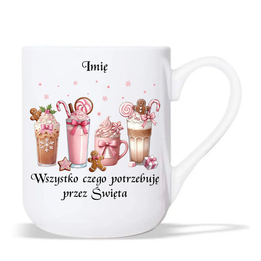 Kubek elegant świąteczny - Zimowa kawa Wszystko czego potrzebuję przez Święta - personalizowany BN46 - StoryCups.pl