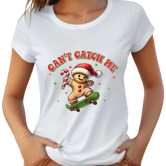 Koszulka damska świąteczna - Piernik na deskorolce Can't catch me BN45 - StoryCups.pl