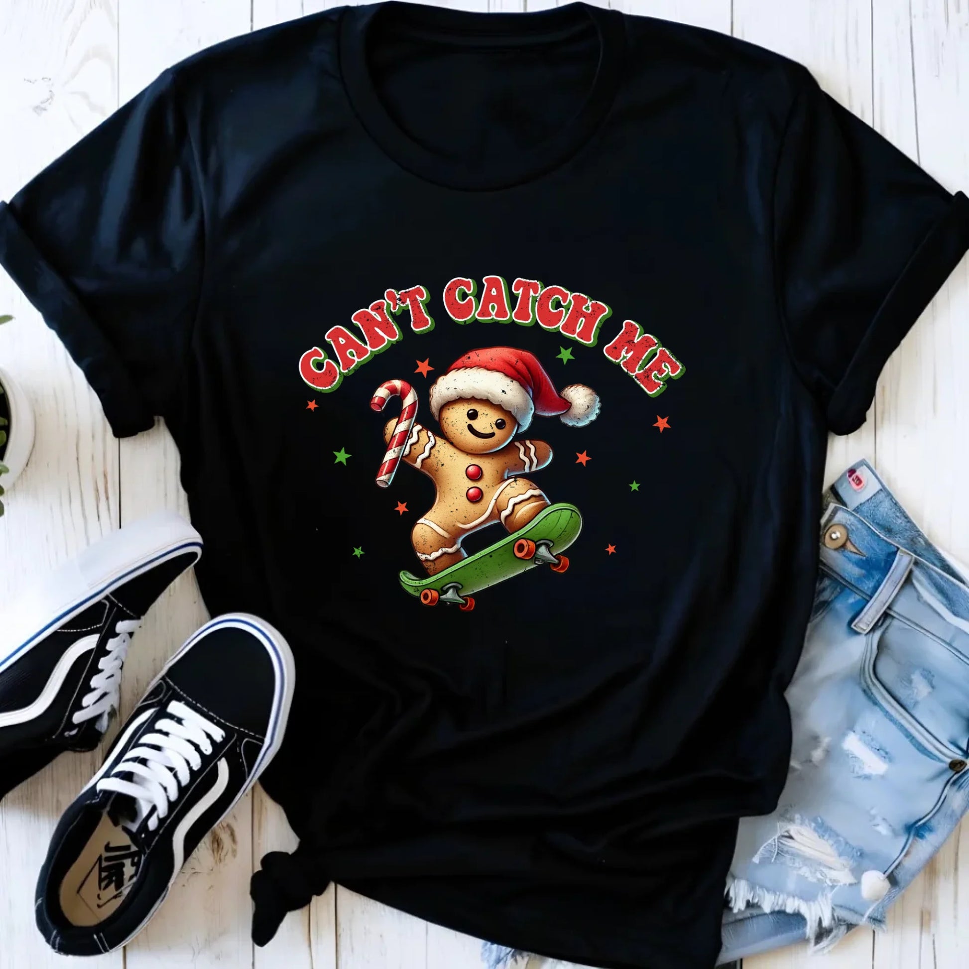 Koszulka damska świąteczna - Piernik na deskorolce Can't catch me BN45 - StoryCups.pl