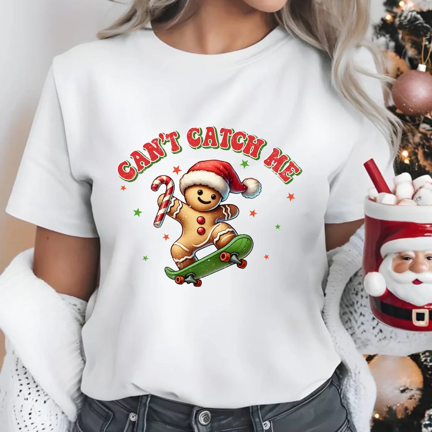 Koszulka damska świąteczna - Piernik na deskorolce Can't catch me BN45 - StoryCups.pl