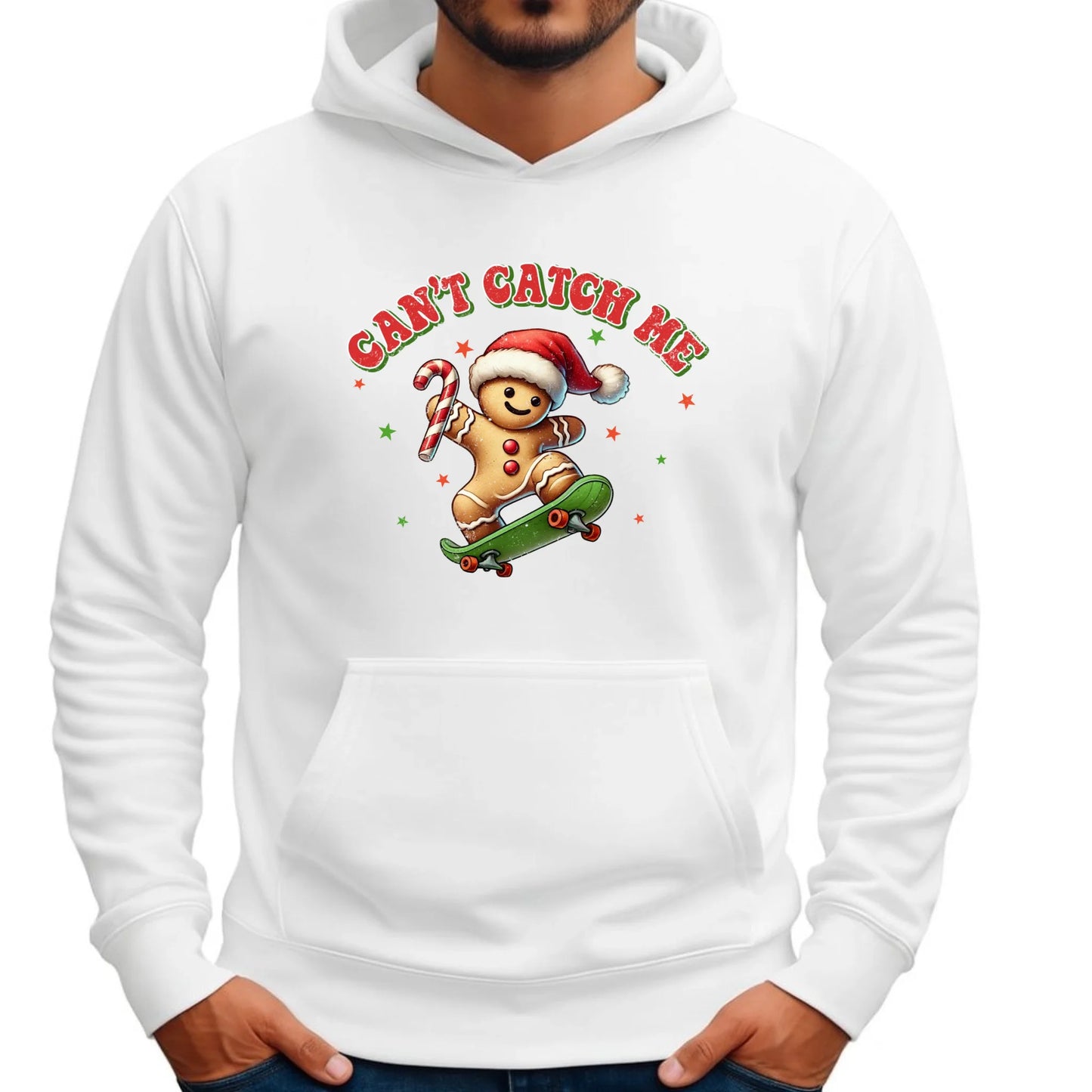 Bluza męska z kapturem świąteczna - Piernik na deskorolce Can't catch me BN45 - StoryCups.pl
