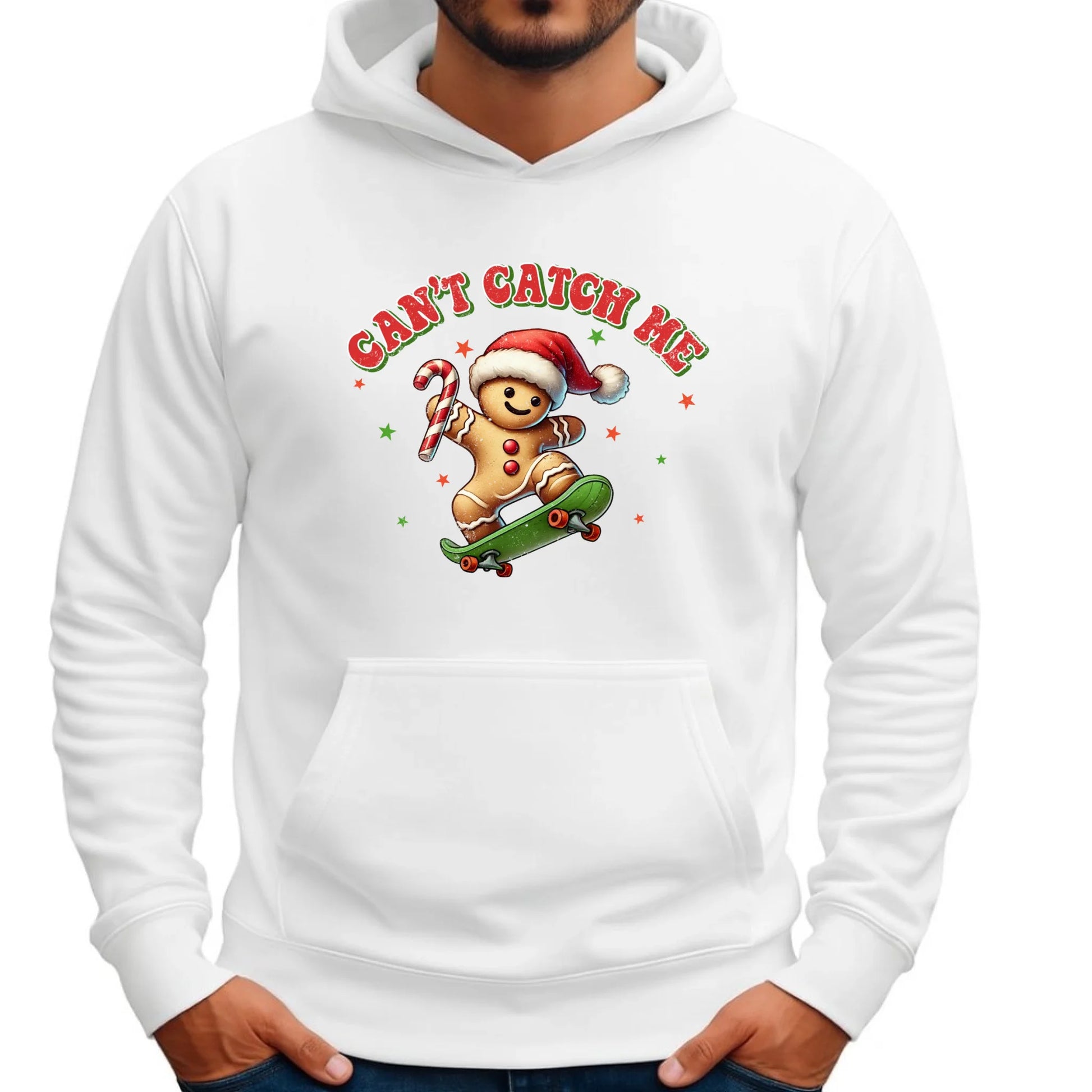 Bluza męska z kapturem świąteczna - Piernik na deskorolce Can't catch me BN45 - StoryCups.pl