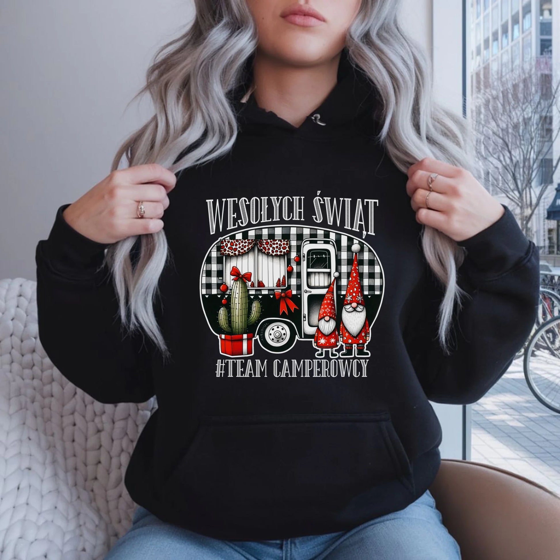 Bluza damska z kapturem świąteczna - Wesołych Świąt Team Camperowcy BN44 - StoryCups.pl