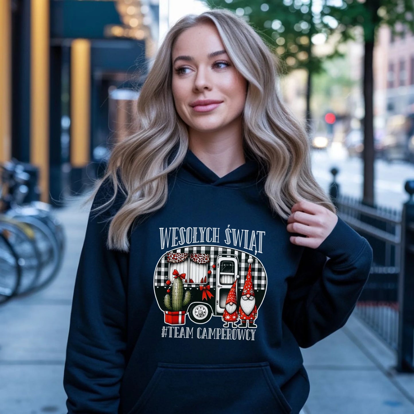 Bluza damska z kapturem świąteczna - Wesołych Świąt Team Camperowcy BN44 - StoryCups.pl