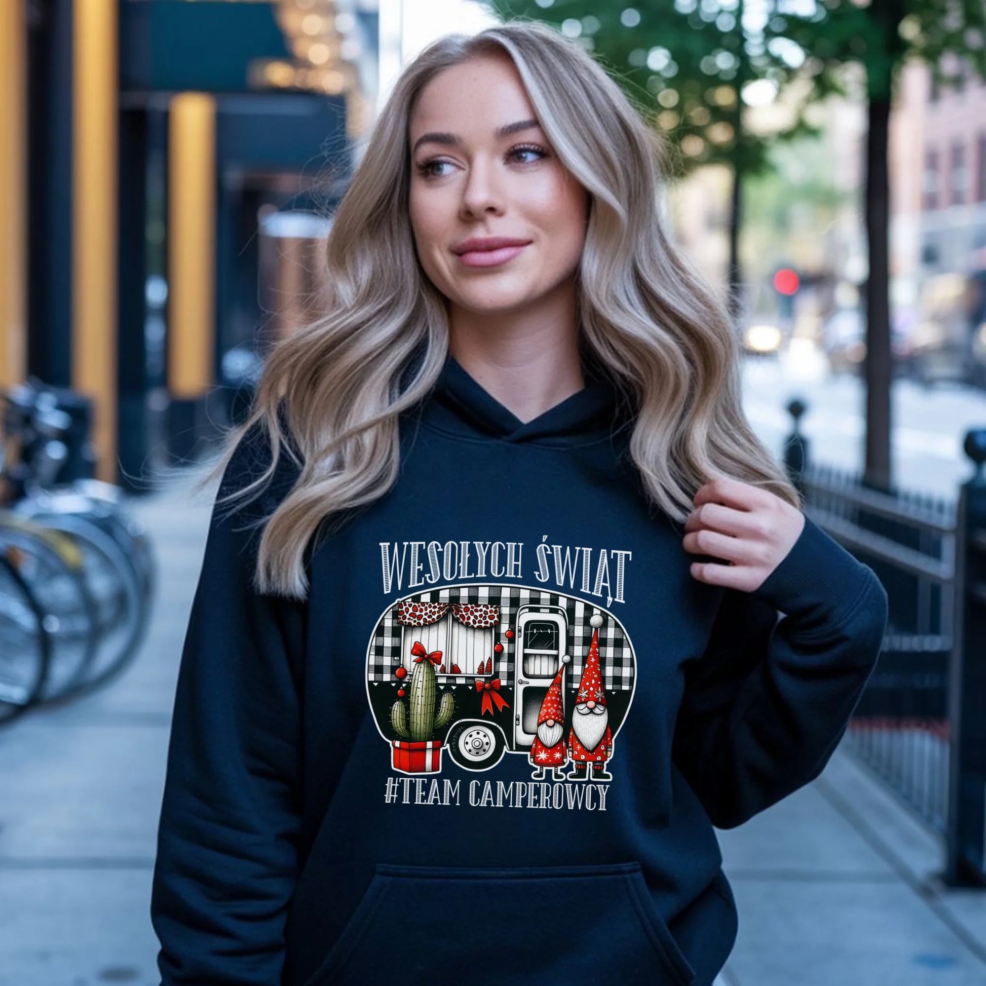 Bluza damska z kapturem świąteczna - Wesołych Świąt Team Camperowcy BN44 - StoryCups.pl