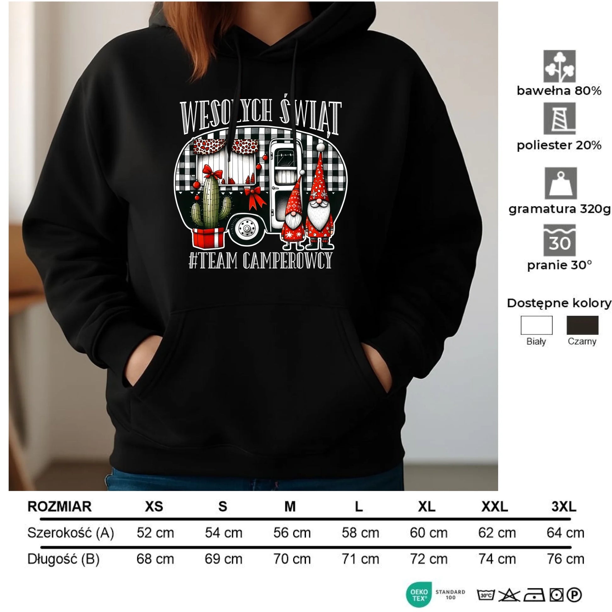 Bluza damska z kapturem świąteczna - Wesołych Świąt Team Camperowcy BN44 - StoryCups.pl