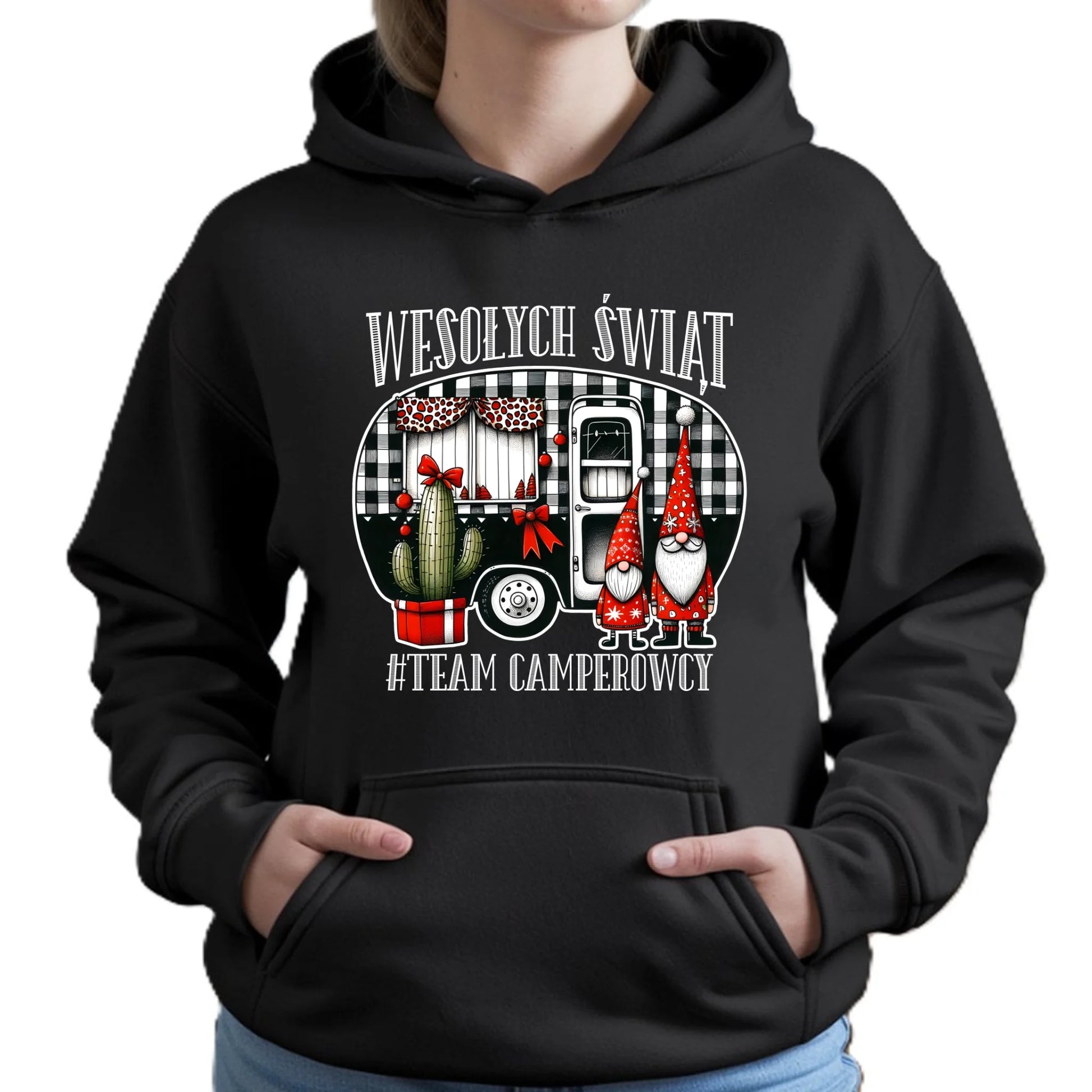 Bluza damska z kapturem świąteczna - Wesołych Świąt Team Camperowcy BN44 - StoryCups.pl