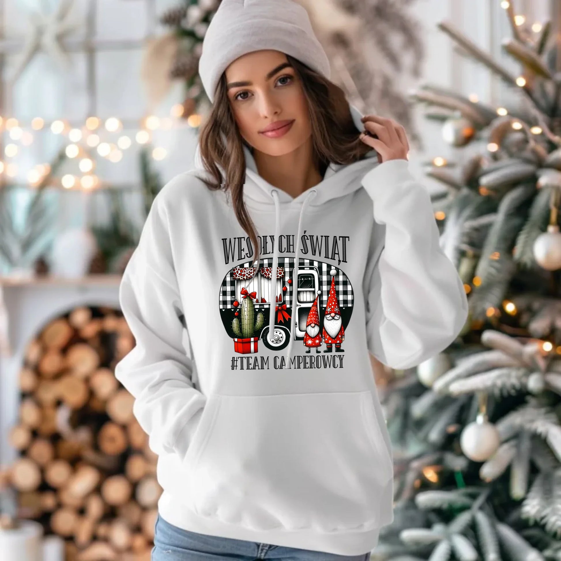 Bluza damska z kapturem świąteczna - Wesołych Świąt Team Camperowcy BN44 - StoryCups.pl