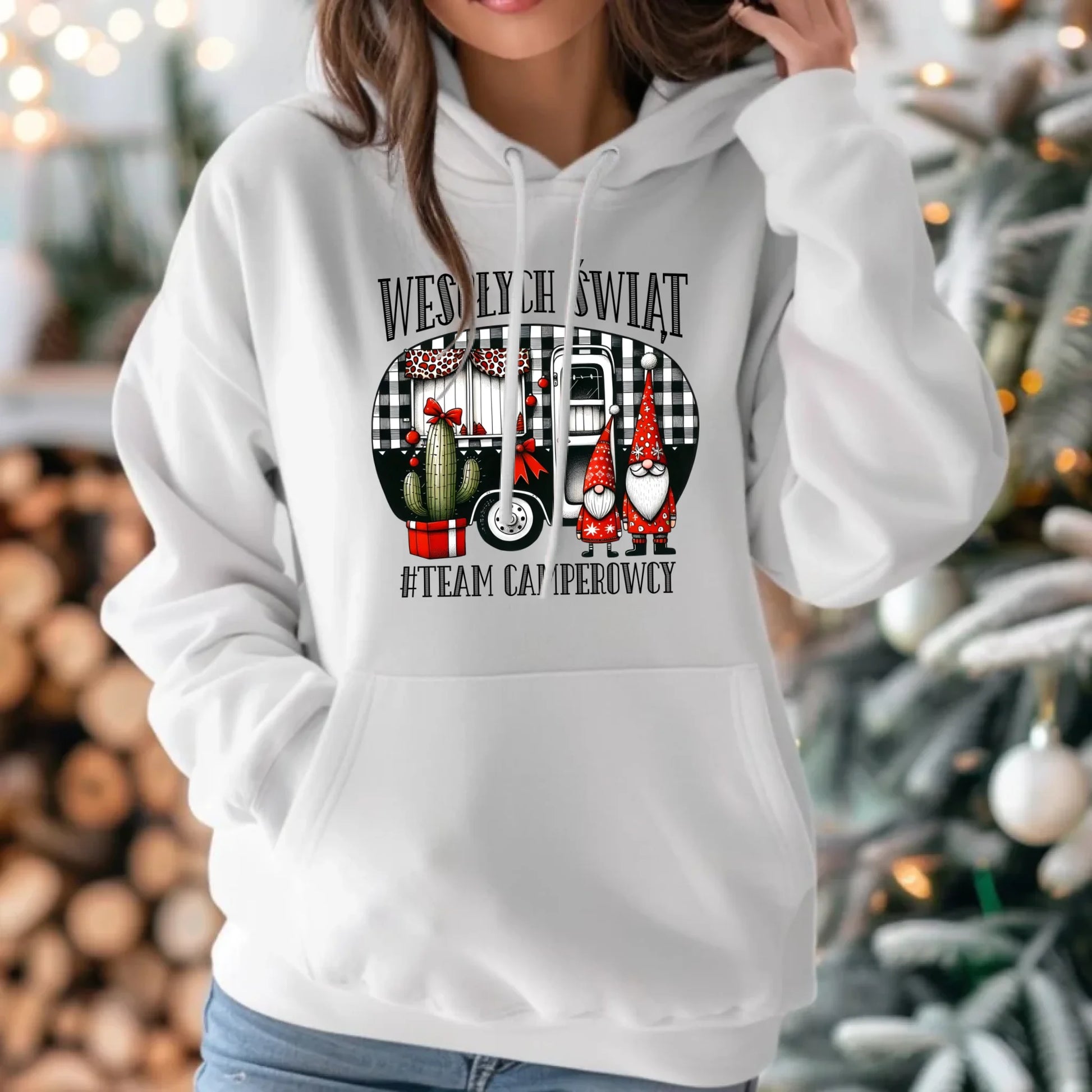 Bluza damska z kapturem świąteczna - Wesołych Świąt Team Camperowcy BN44 - StoryCups.pl