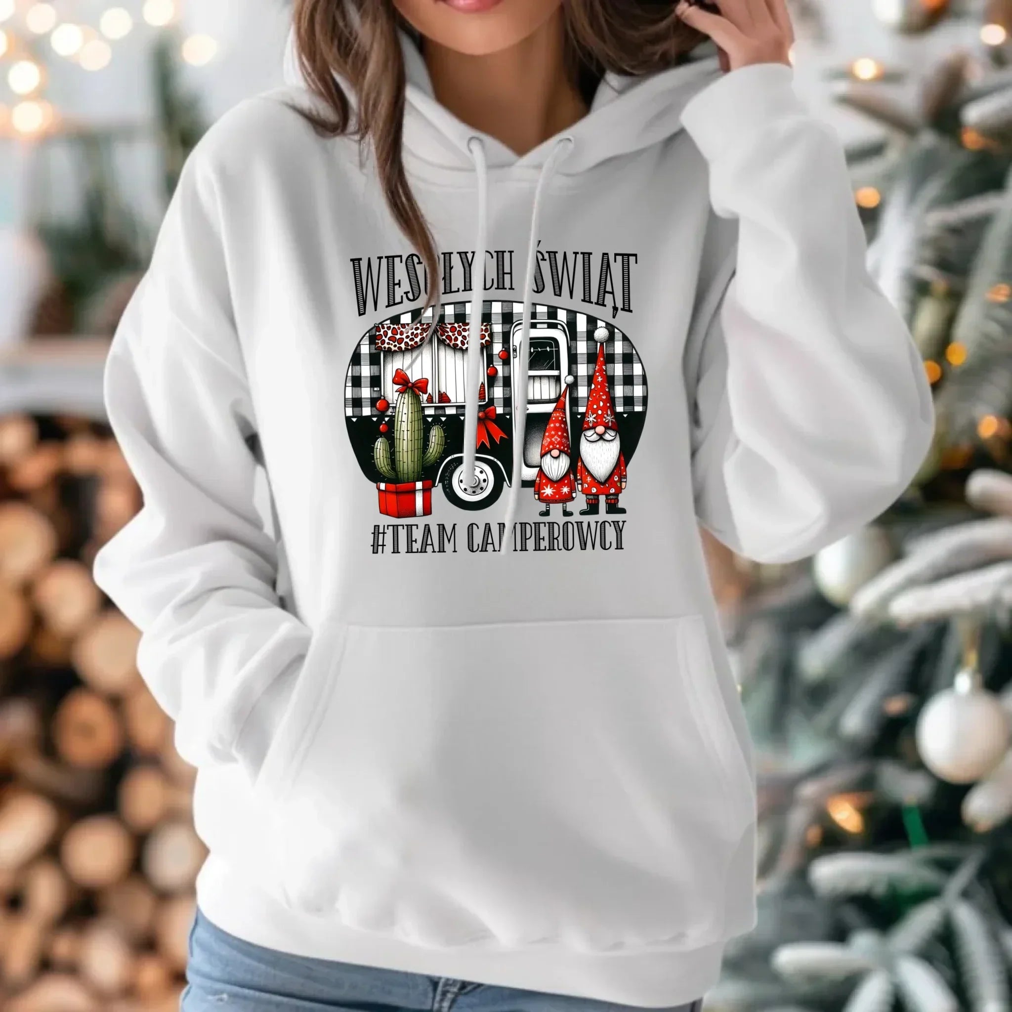 Bluza damska z kapturem świąteczna - Wesołych Świąt Team Camperowcy BN44 - StoryCups.pl