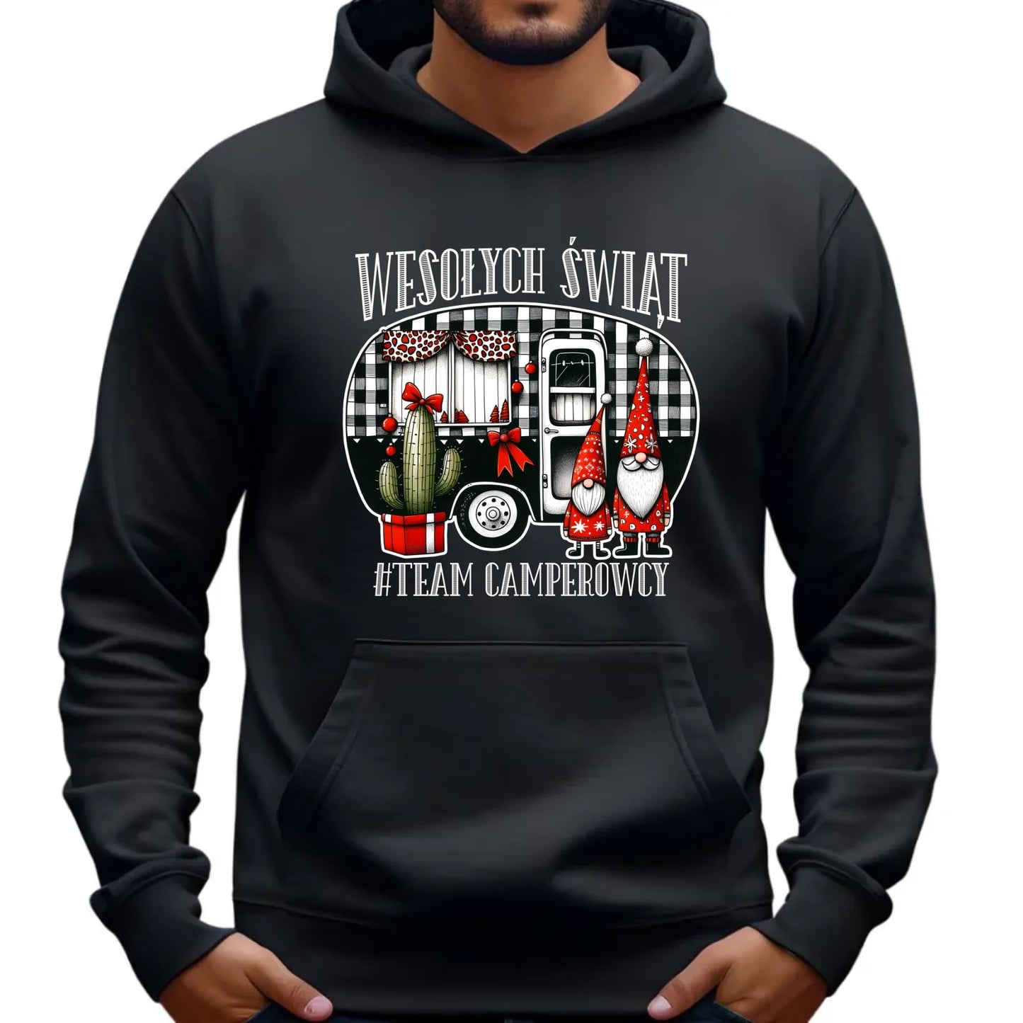 Bluza męska z kapturem świąteczna - Wesołych Świąt Team Camperowcy BN44 - StoryCups.pl