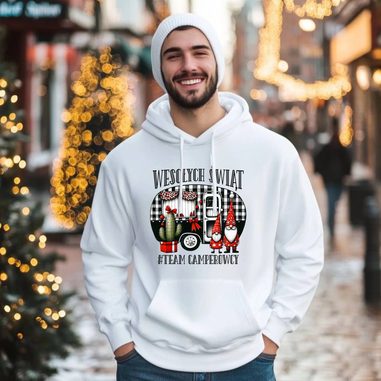 Bluza męska z kapturem świąteczna - Wesołych Świąt Team Camperowcy BN44 - StoryCups.pl