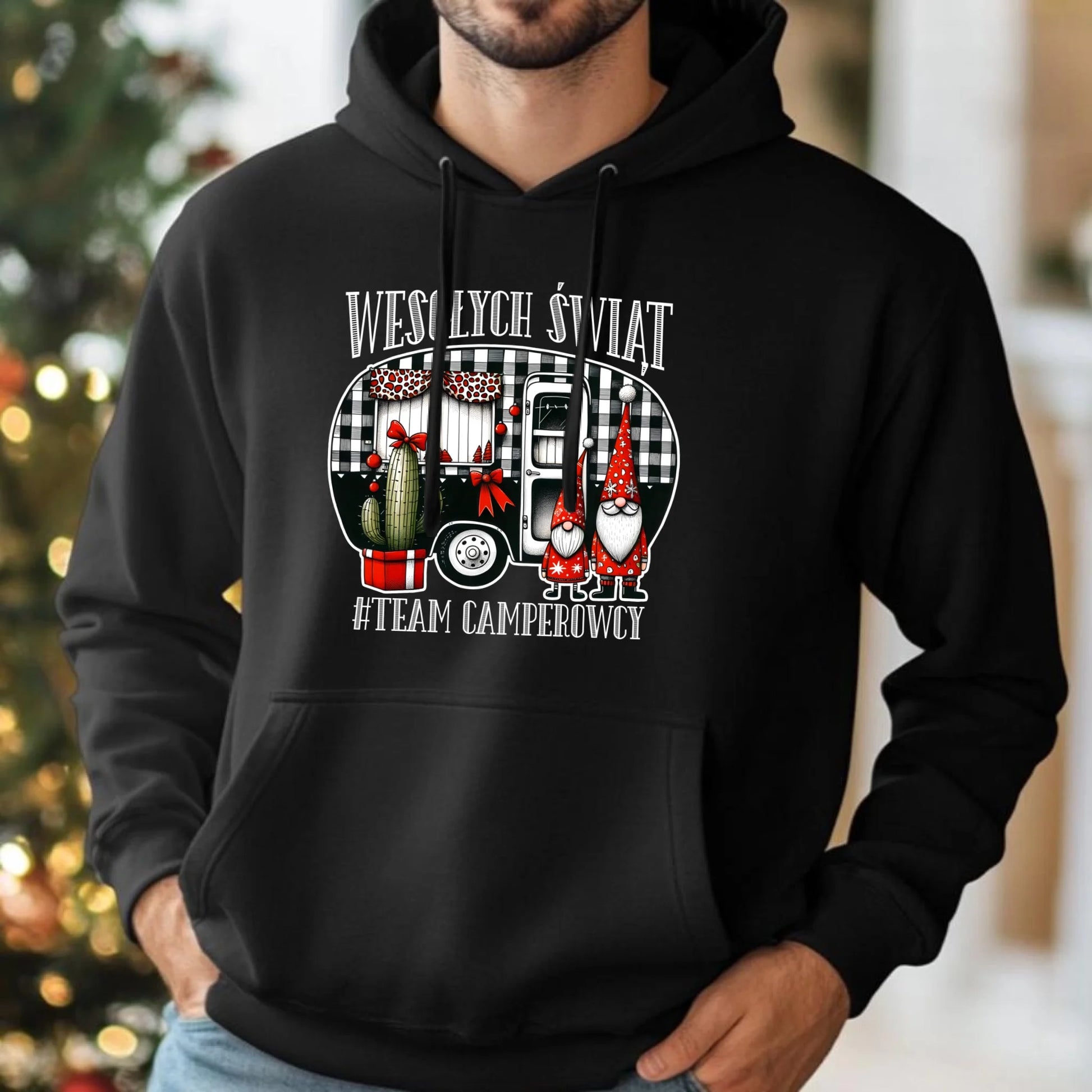 Bluza męska z kapturem świąteczna - Wesołych Świąt Team Camperowcy BN44 - StoryCups.pl