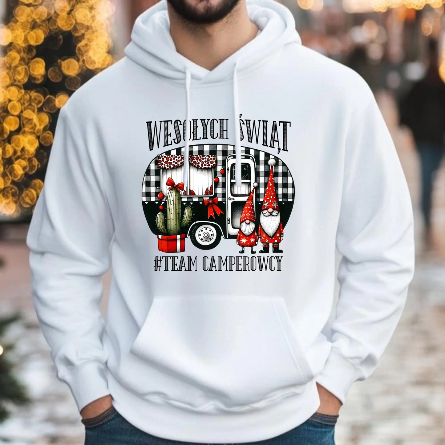 Bluza męska z kapturem świąteczna - Wesołych Świąt Team Camperowcy BN44 - StoryCups.pl