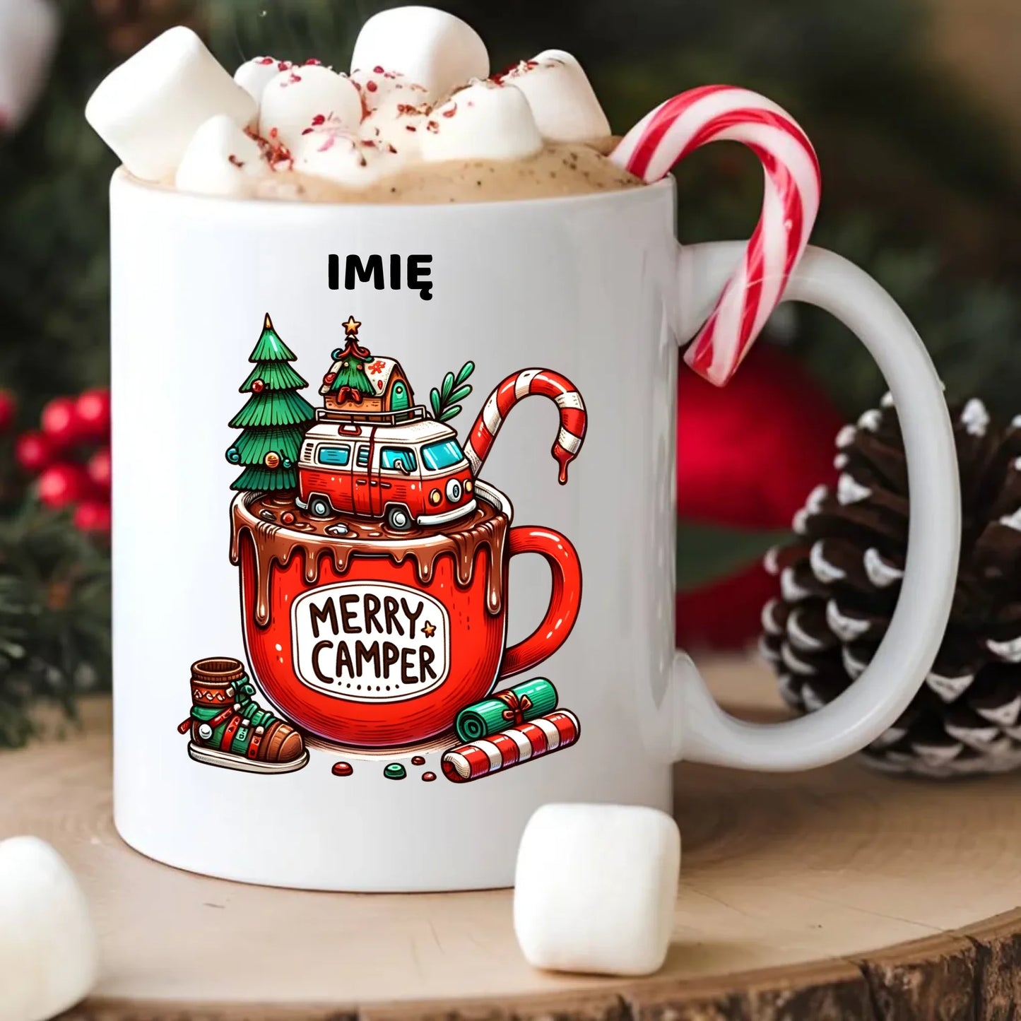 Kubek świąteczny - Kamper Merry Camper - personalizowany BN43 - StoryCups.pl