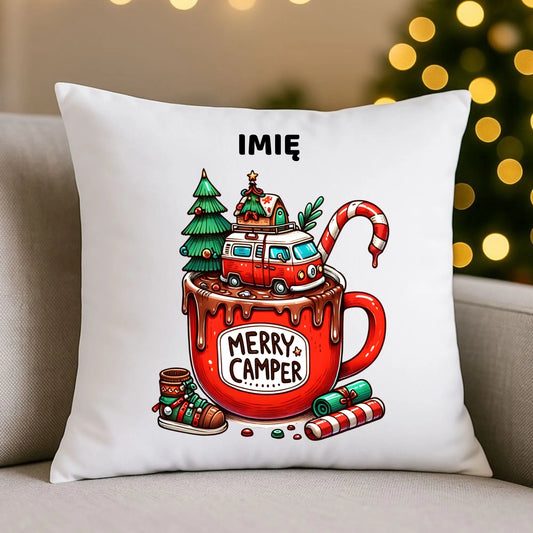 Poduszka świateczna - Kamper Merry Camper - personalizowana BN43 - StoryCups.pl
