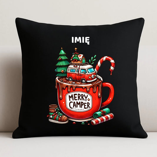 Poduszka dekoracyjna świąteczna - Kamper Merry Camper - personalizowana BN43 - StoryCups.pl