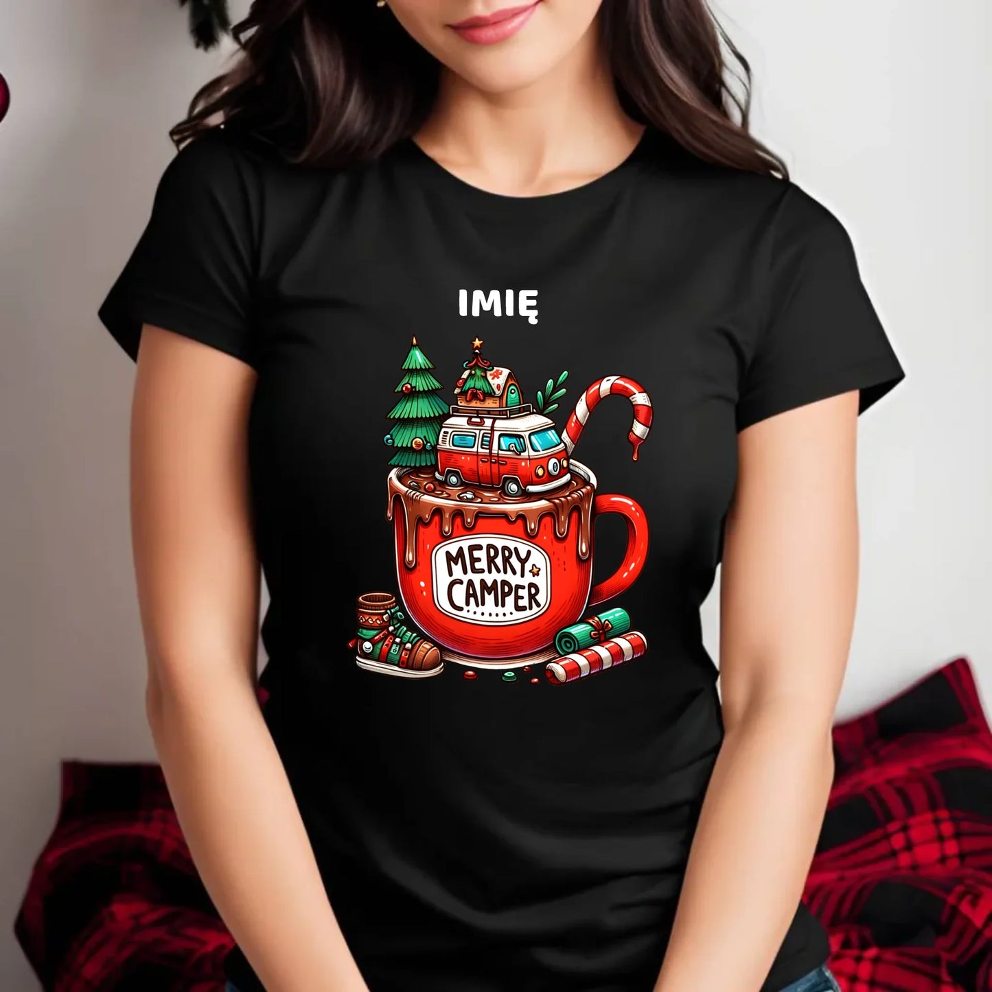 Koszulka damska świąteczna - Kamper Merry Camper - personalizowana BN43 - StoryCups.pl