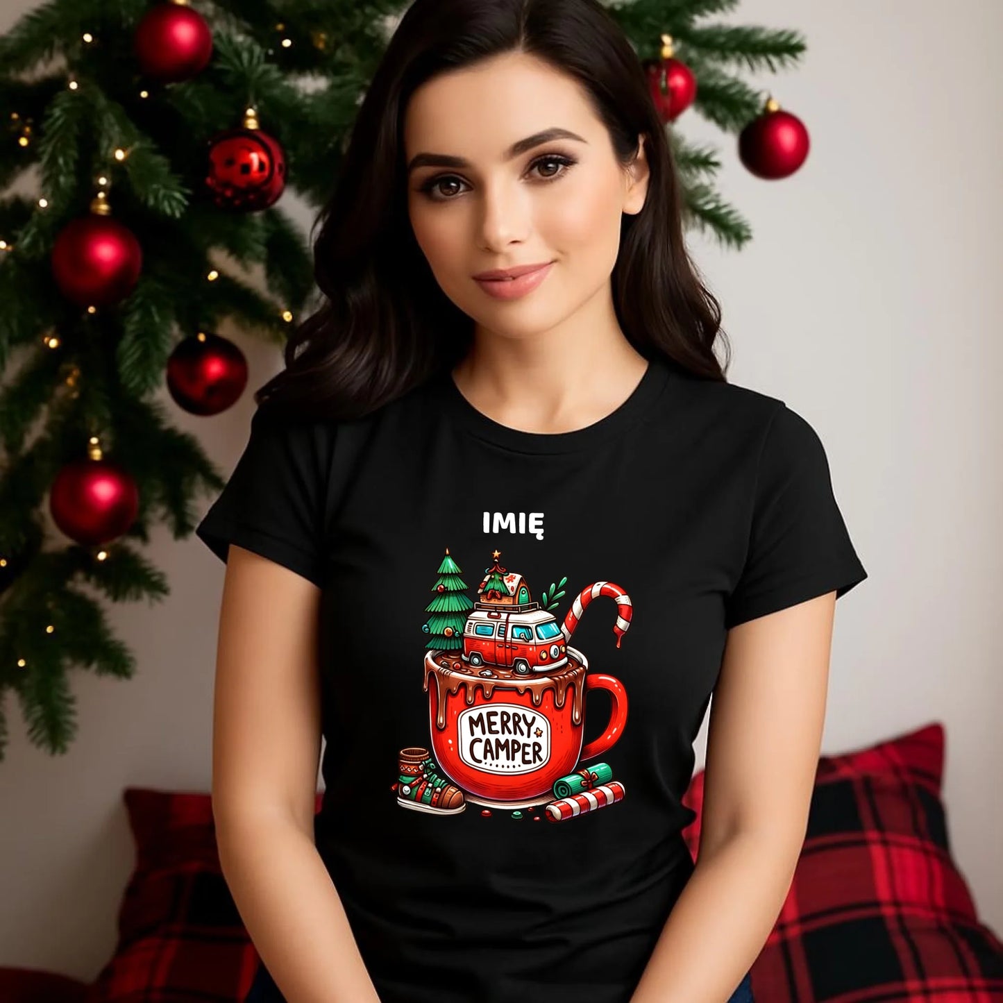 Koszulka damska świąteczna - Kamper Merry Camper - personalizowana BN43 - StoryCups.pl