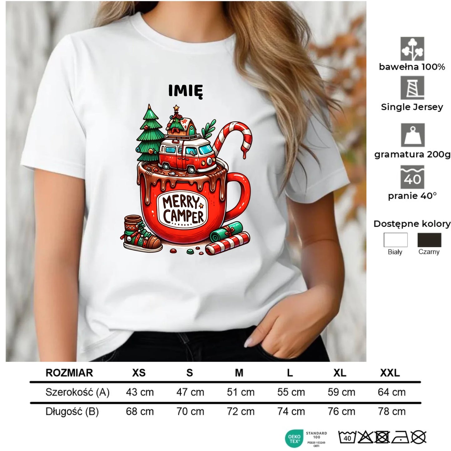 Koszulka damska świąteczna - Kamper Merry Camper - personalizowana BN43 - StoryCups.pl