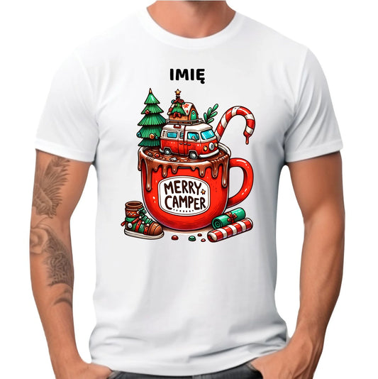 Koszulka męska świąteczna - Kamper Merry Camper - personalizowana BN43 - StoryCups.pl
