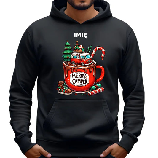 Bluza męska z kapturem świąteczna - Kamper Merry Camper - personalizowana BN43 - StoryCups.pl