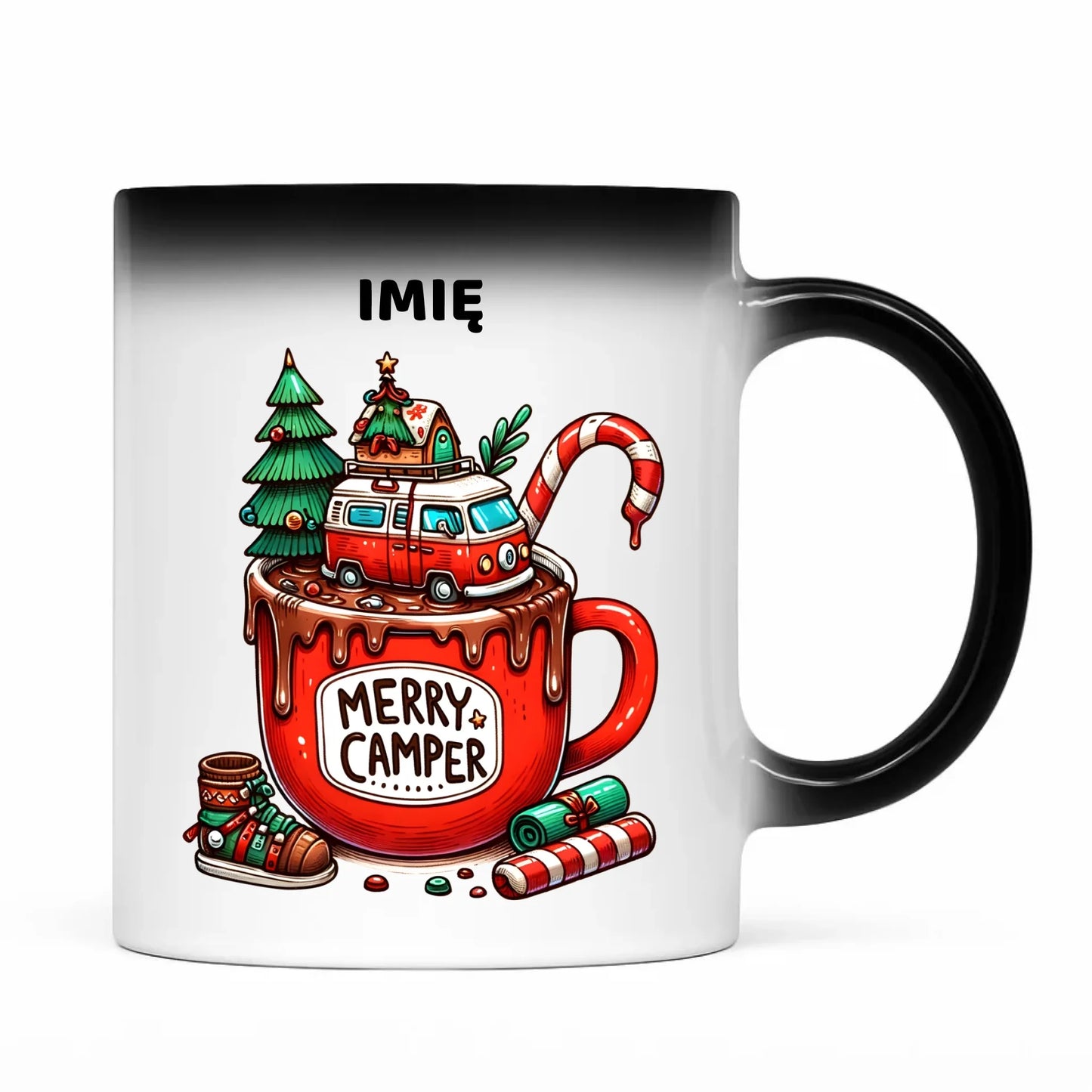 Kubek magiczny świąteczny - Kamper Merry Camper - personalizowany BN43 - StoryCups.pl