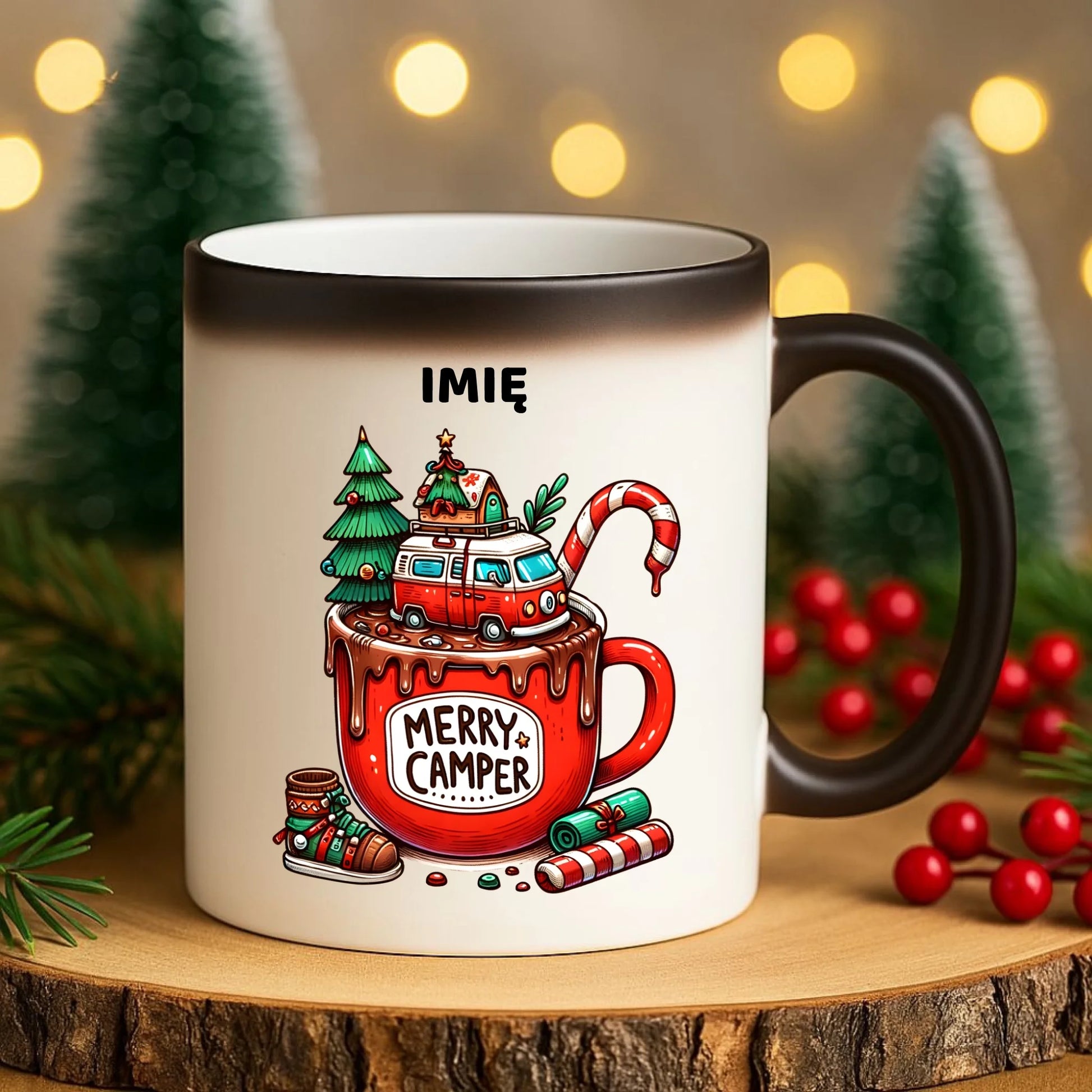 Kubek magiczny świąteczny - Kamper Merry Camper - personalizowany BN43 - StoryCups.pl