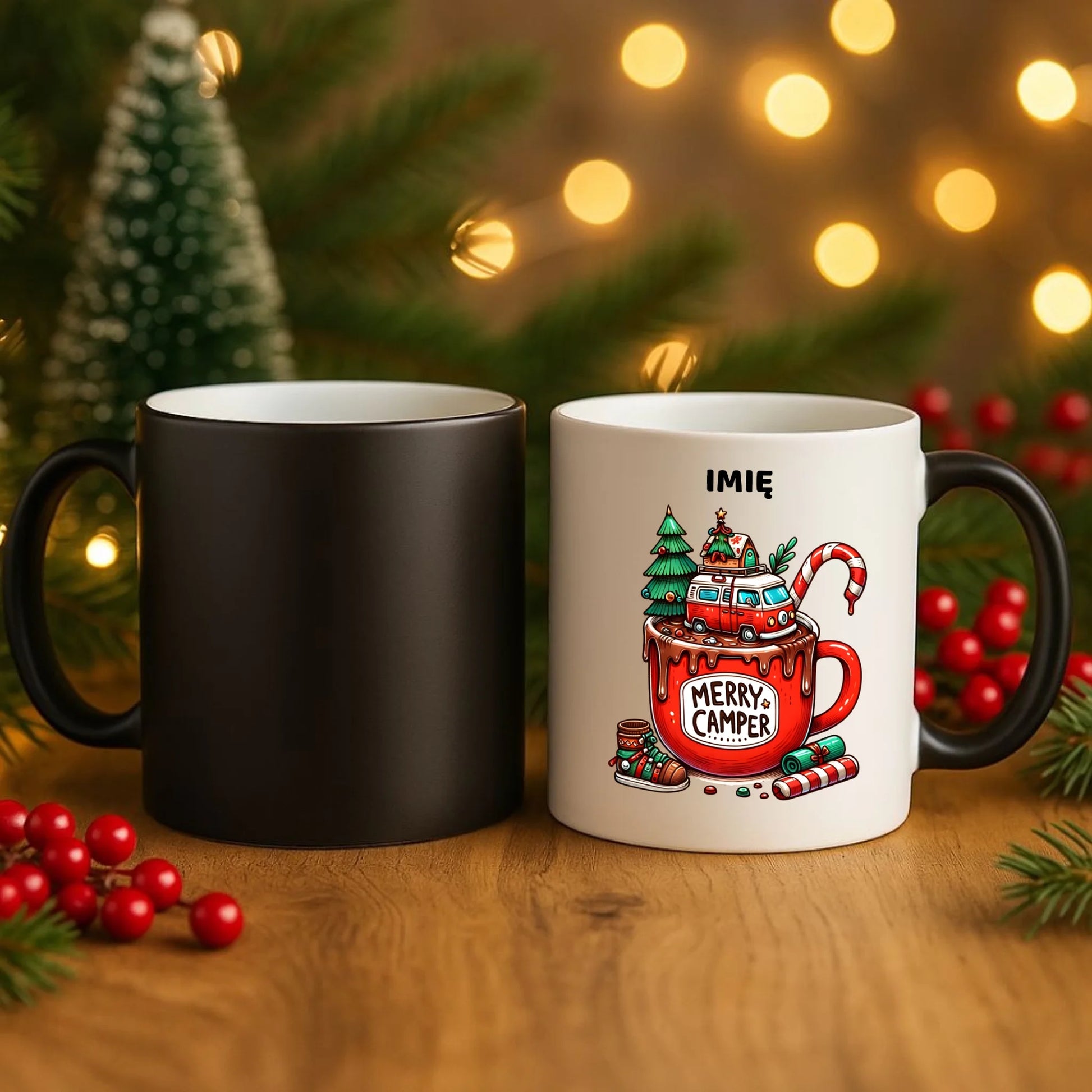 Kubek magiczny świąteczny - Kamper Merry Camper - personalizowany BN43 - StoryCups.pl