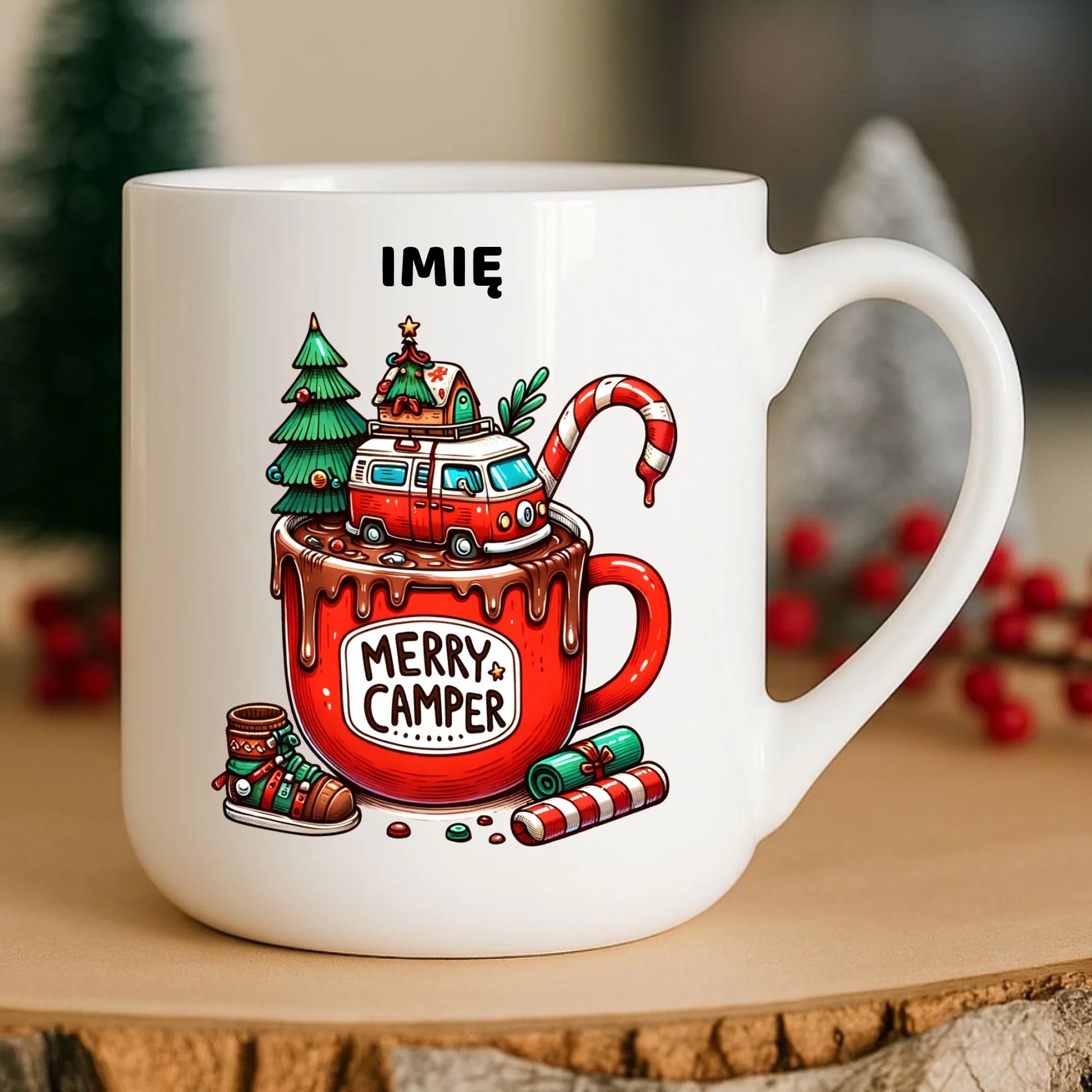 Kubek elegant świąteczny - Kamper Merry Camper - personalizowany BN43 - StoryCups.pl