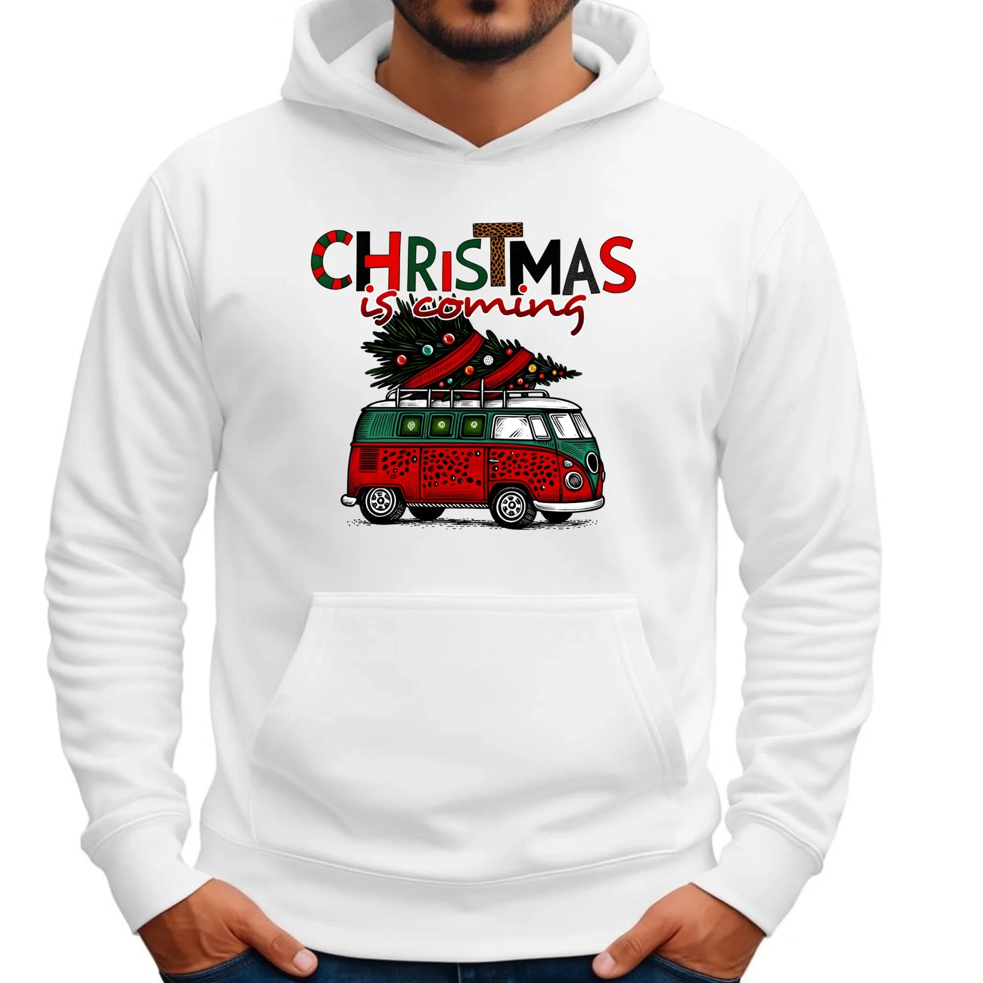 Bluza męska z kapturem świąteczna - Kamper Christmas is coming BN42 - StoryCups.pl