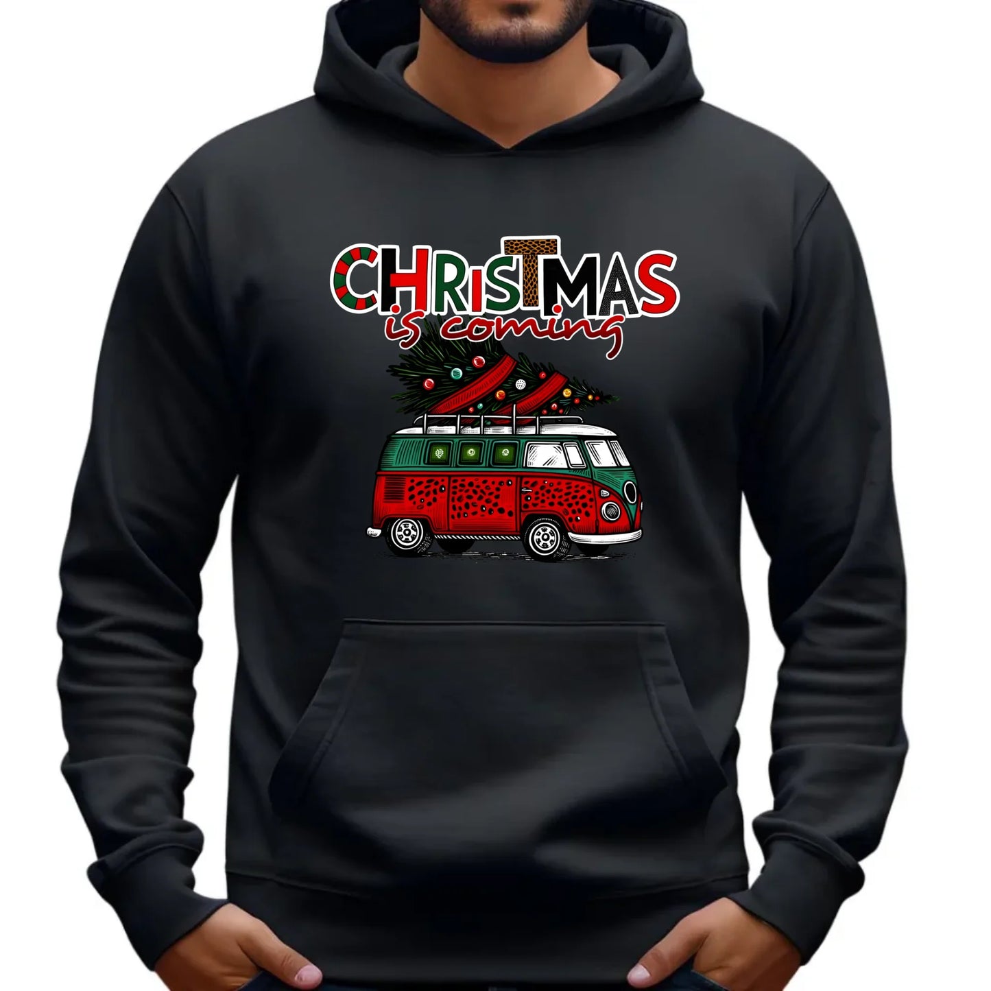 Bluza męska z kapturem świąteczna - Kamper Christmas is coming BN42 - StoryCups.pl