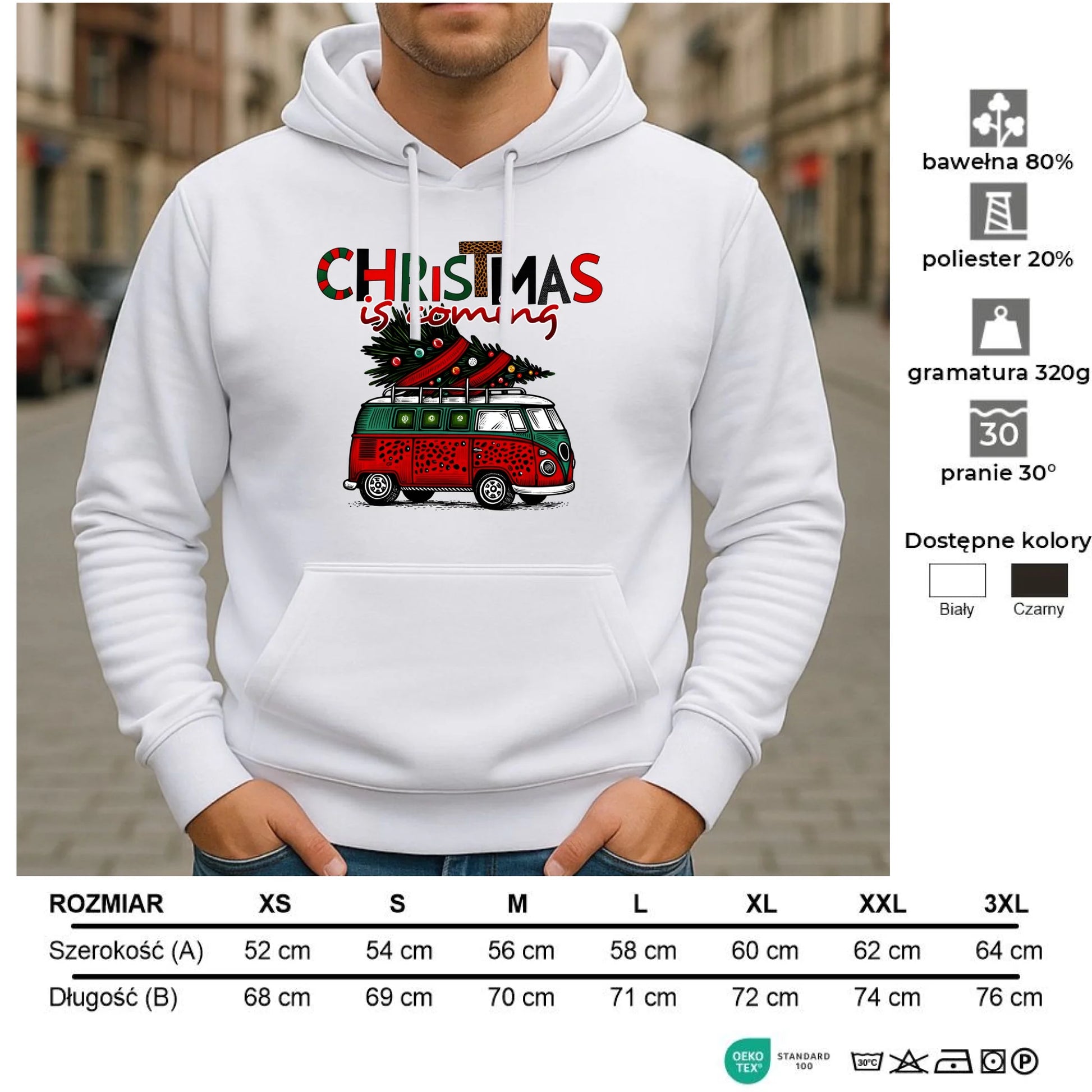 Bluza męska z kapturem świąteczna - Kamper Christmas is coming BN42 - StoryCups.pl