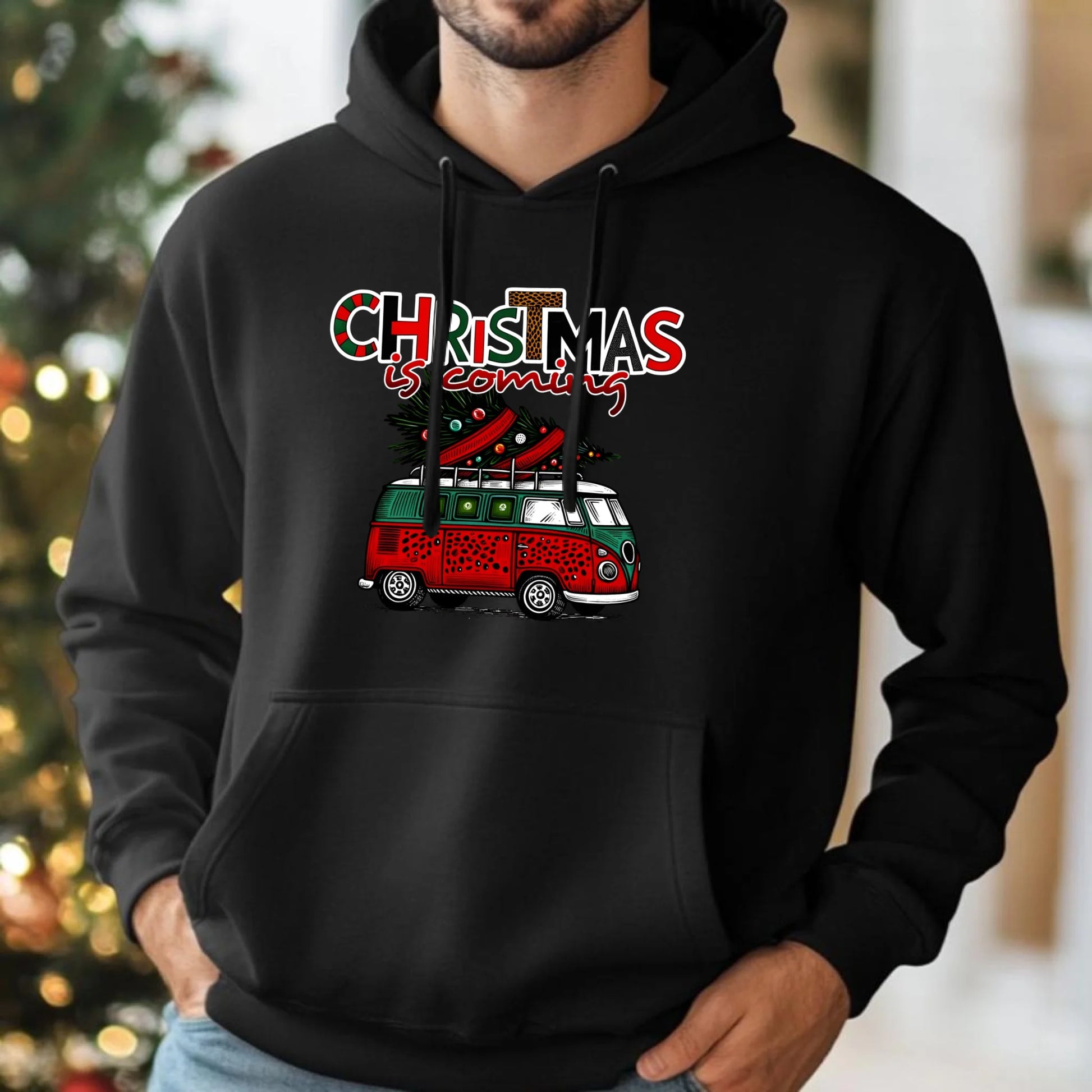 Bluza męska z kapturem świąteczna - Kamper Christmas is coming BN42 - StoryCups.pl