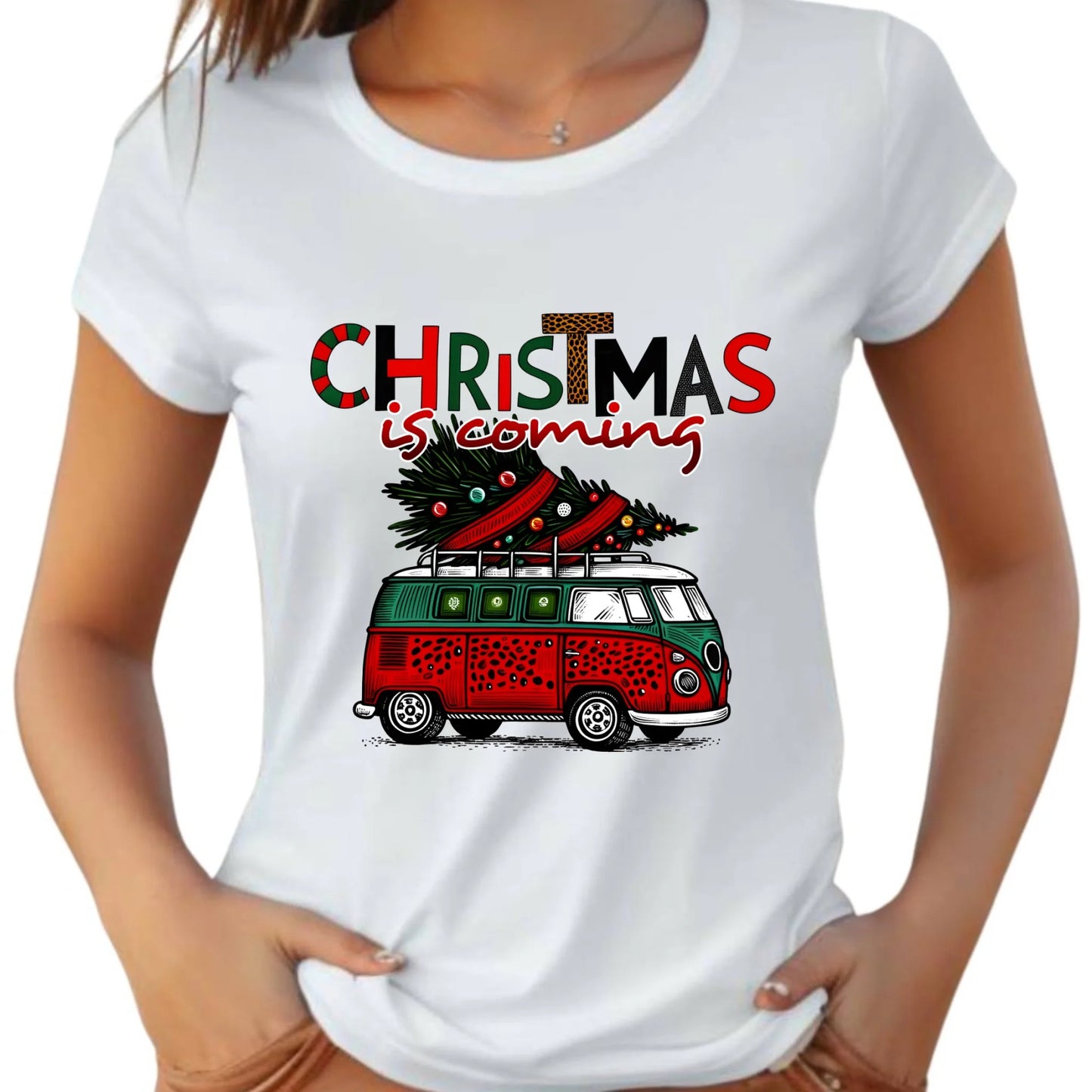 Koszulka damska świąteczna - Kamper Christmas is coming BN42 - StoryCups.pl