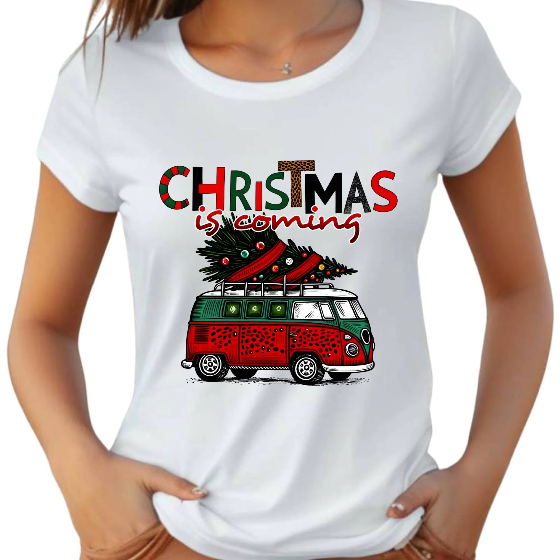 Koszulka damska świąteczna - Kamper Christmas is coming BN42 - StoryCups.pl